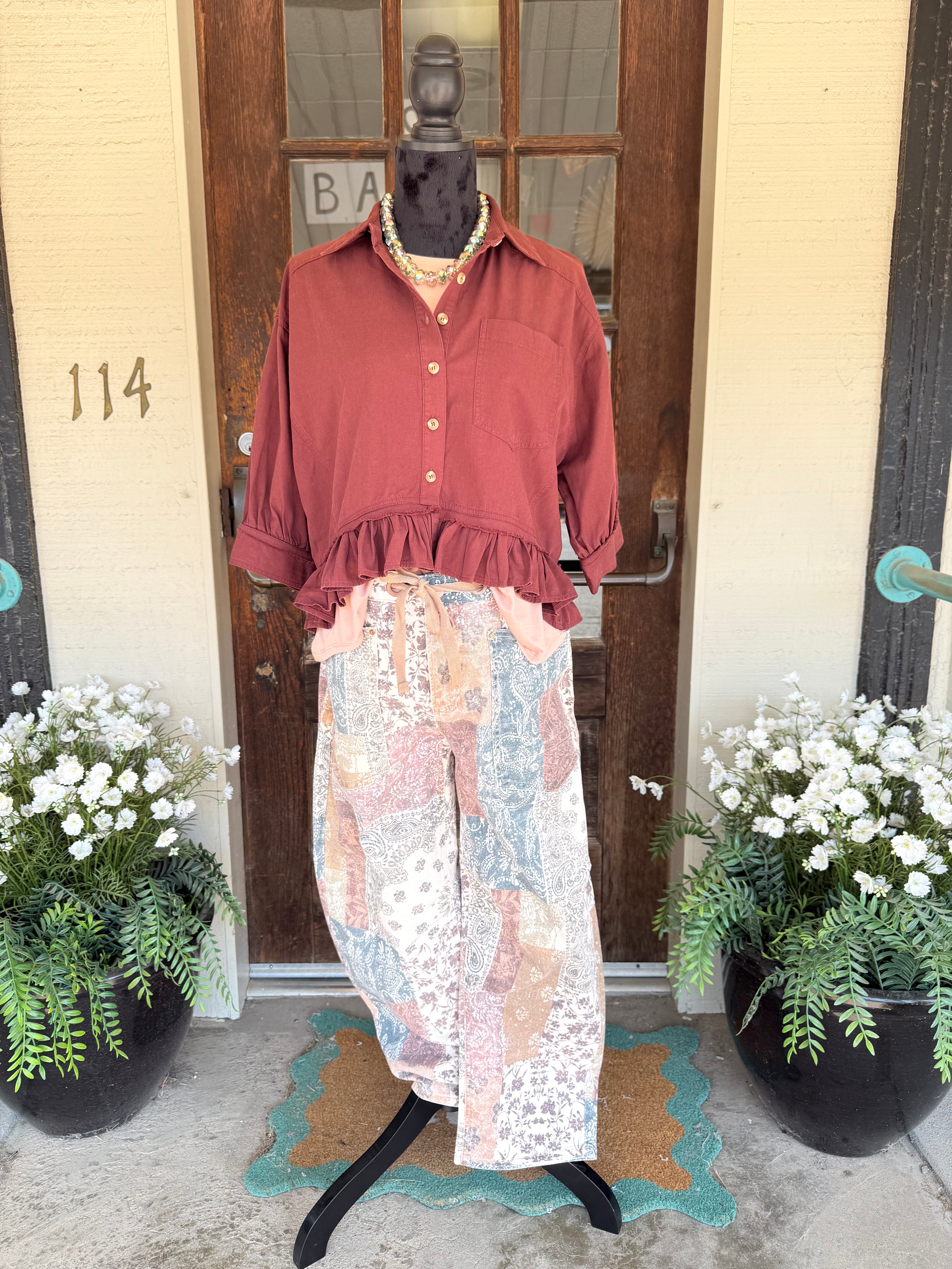 Risen Patchwork Perfection Barrel Jeans