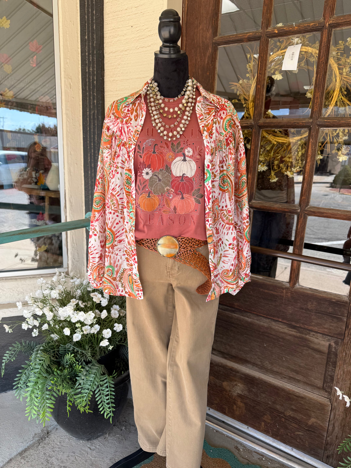 Tangerine Sunset Paisley Blouse