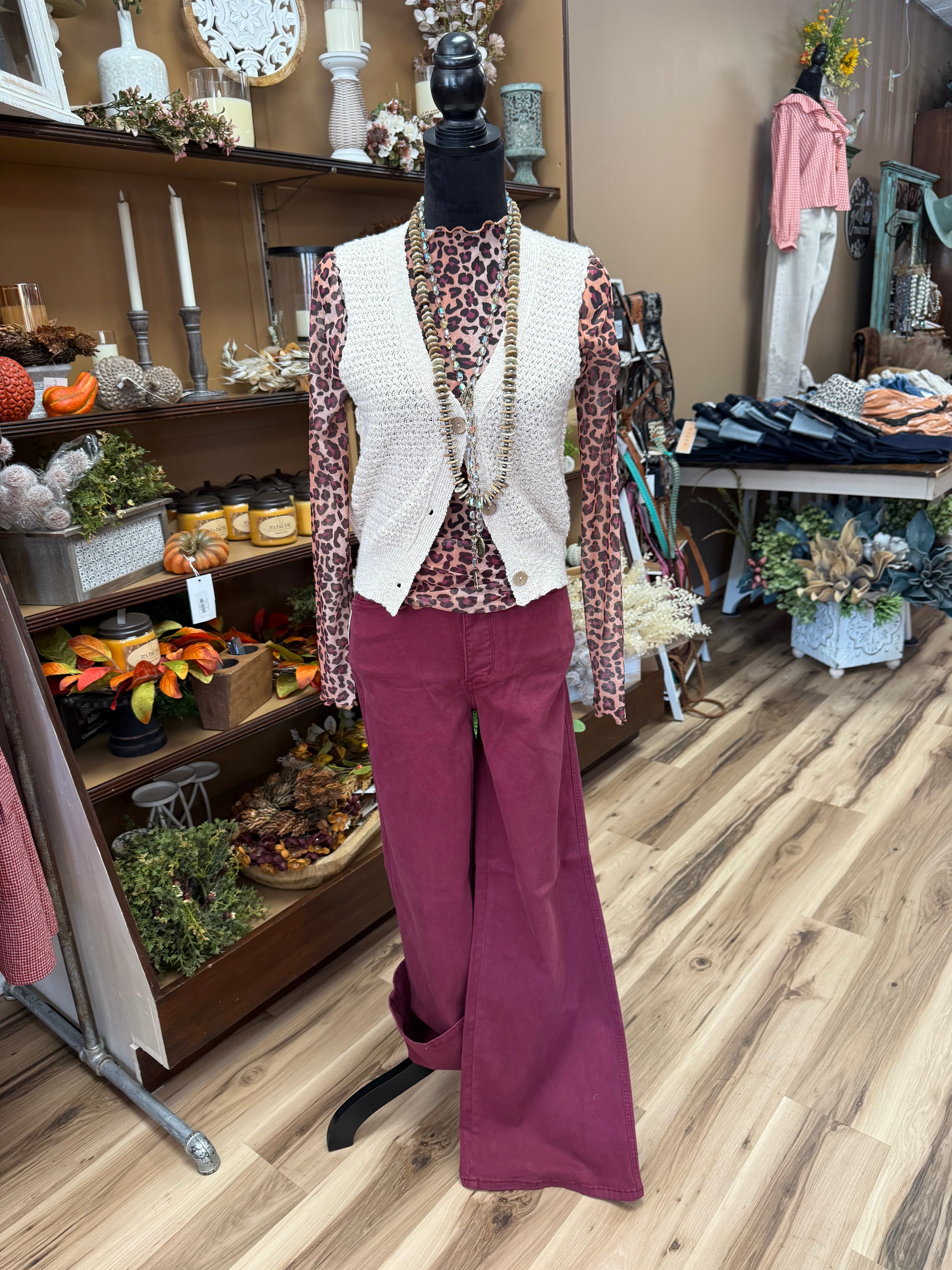 Judy Blue Boysenberry Retro Wave Wide Leg
