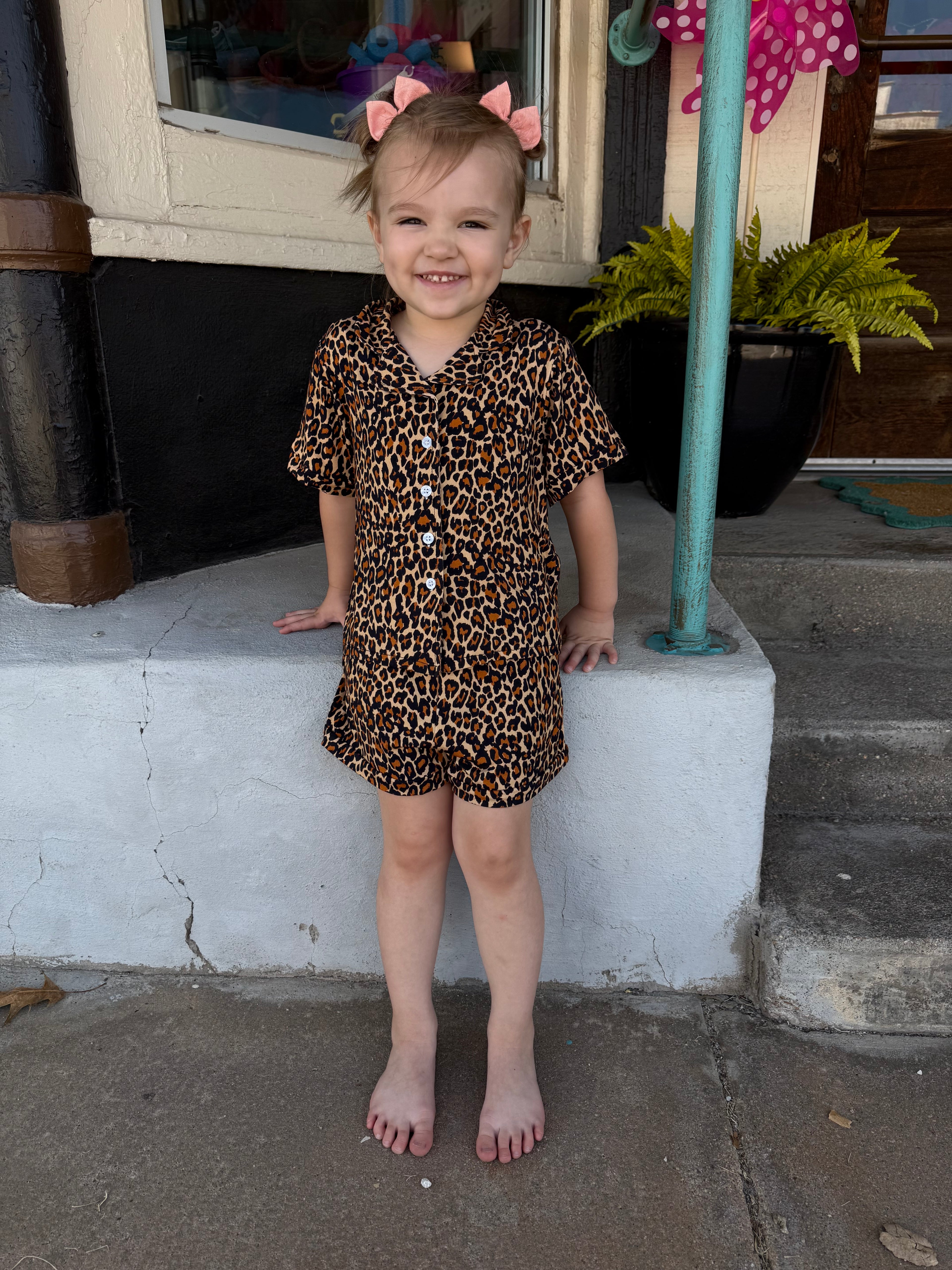 Cheetahlicious Bamboo Button-up Short Set