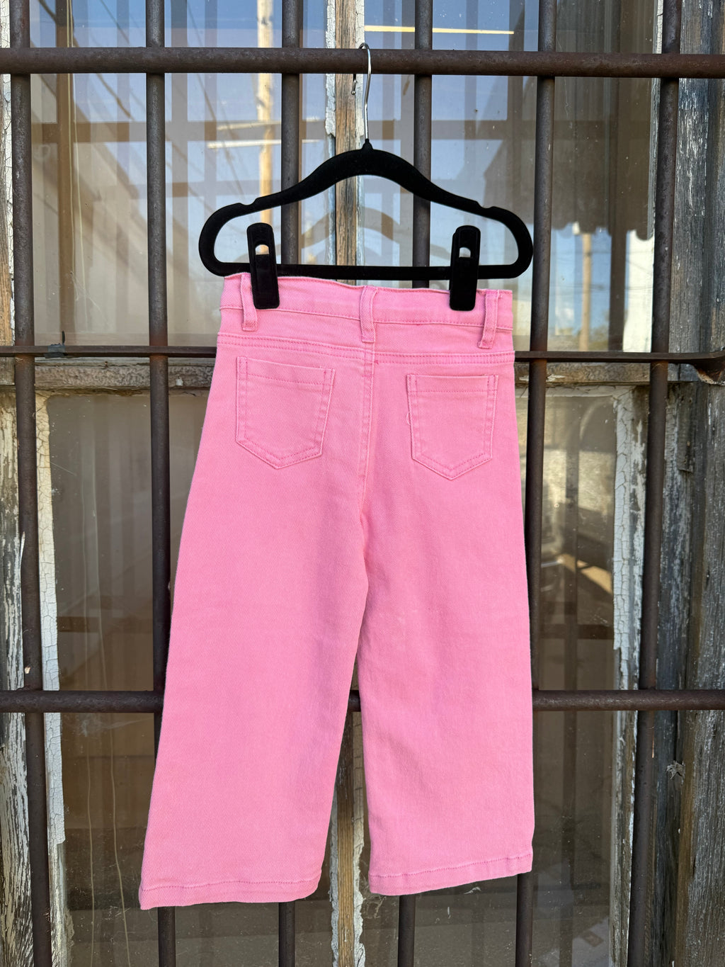 Girls Pink Wide Leg Jean