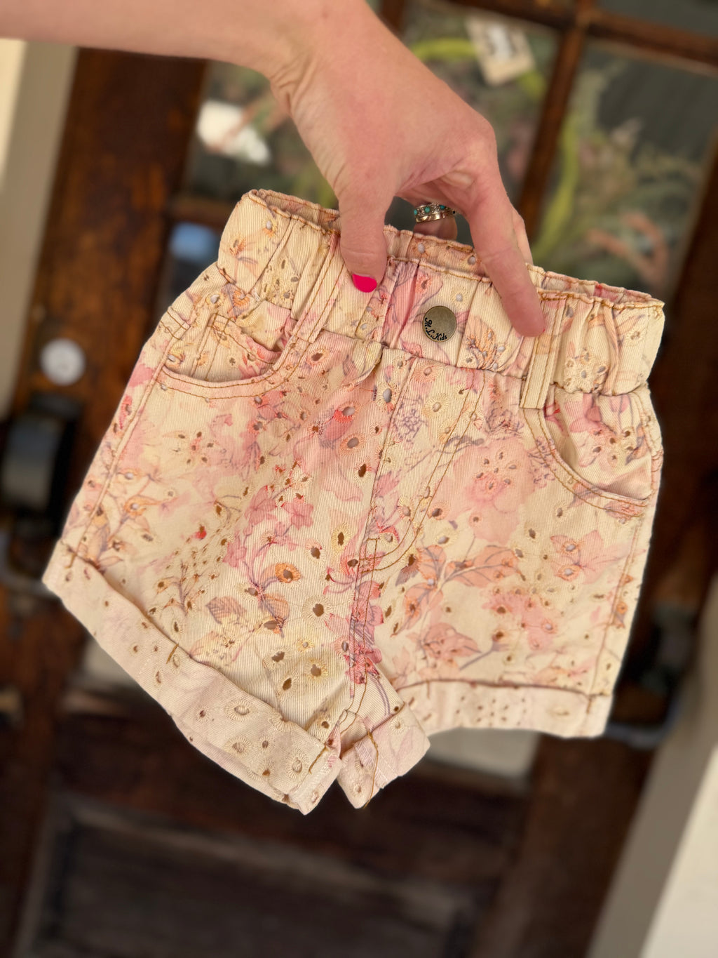 Little Bloom Eyelet Denim Shorts