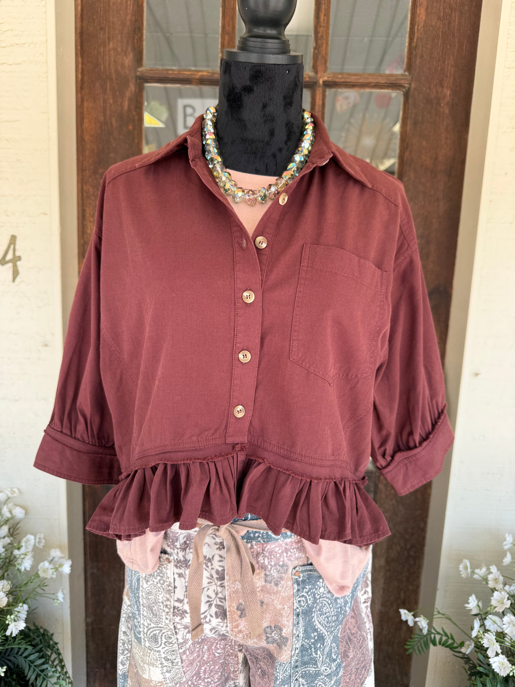Wine Country Ruffle Top