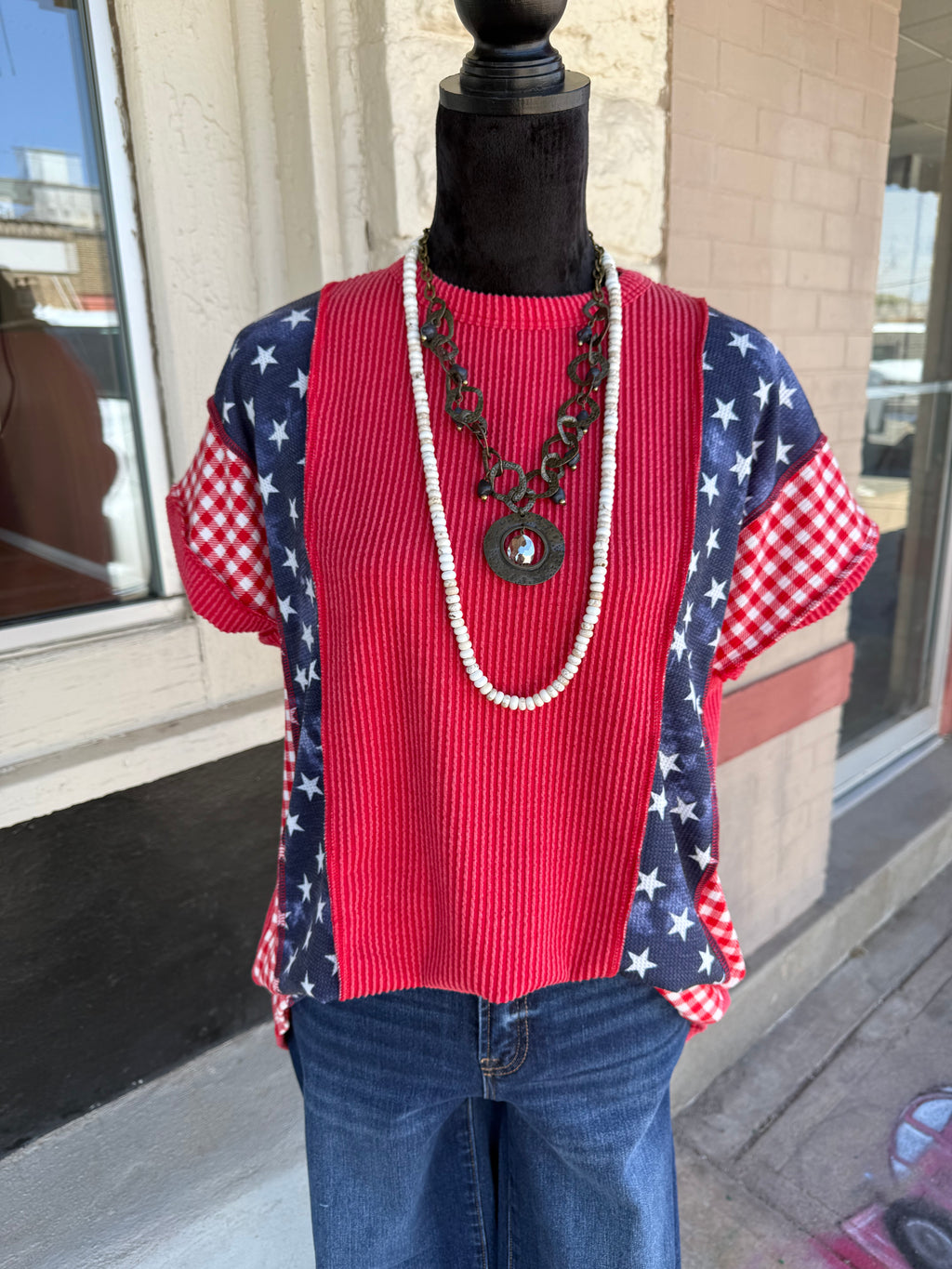 Stars & Checks Knit Top
