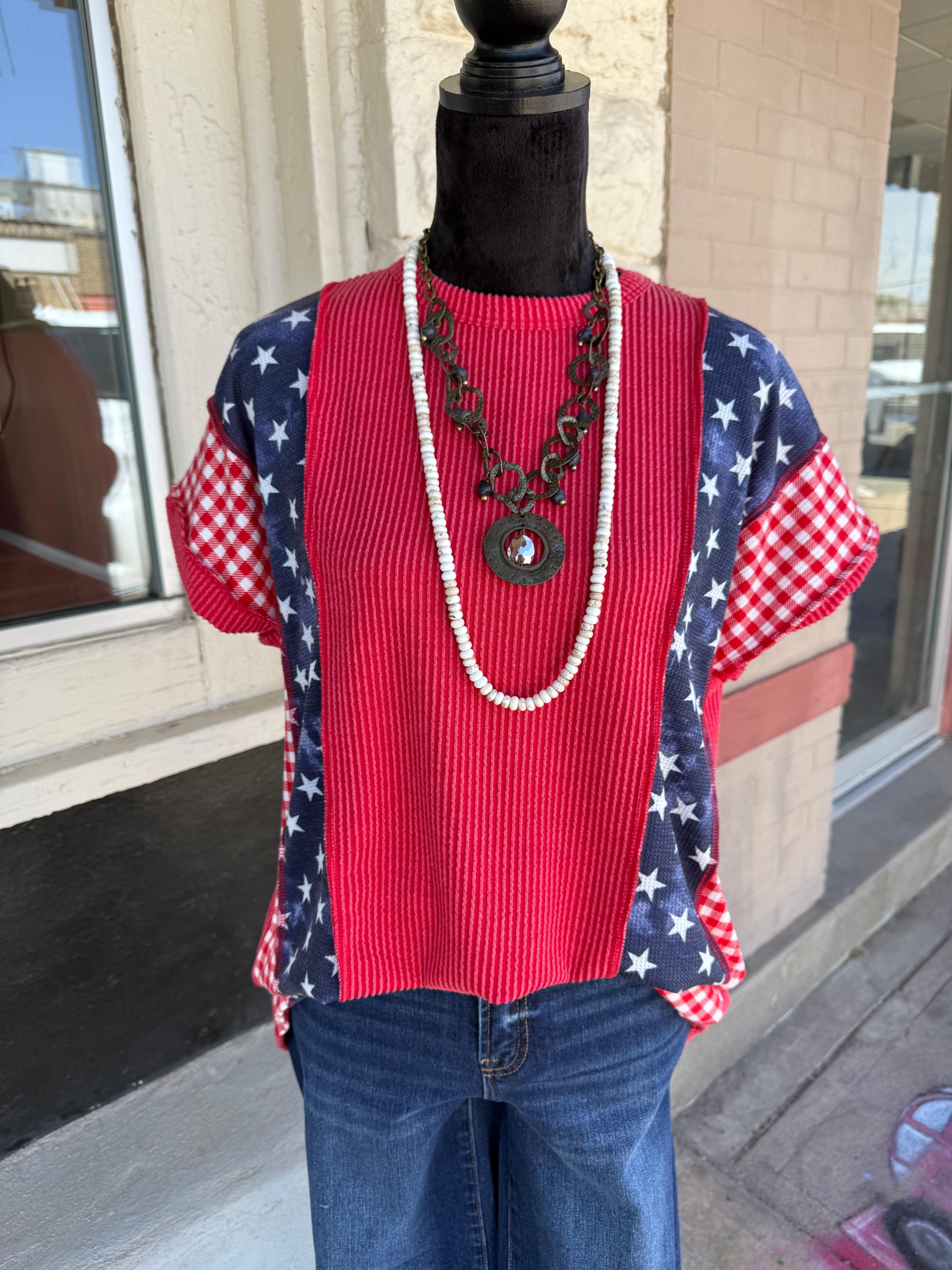 Stars & Checks Knit Top