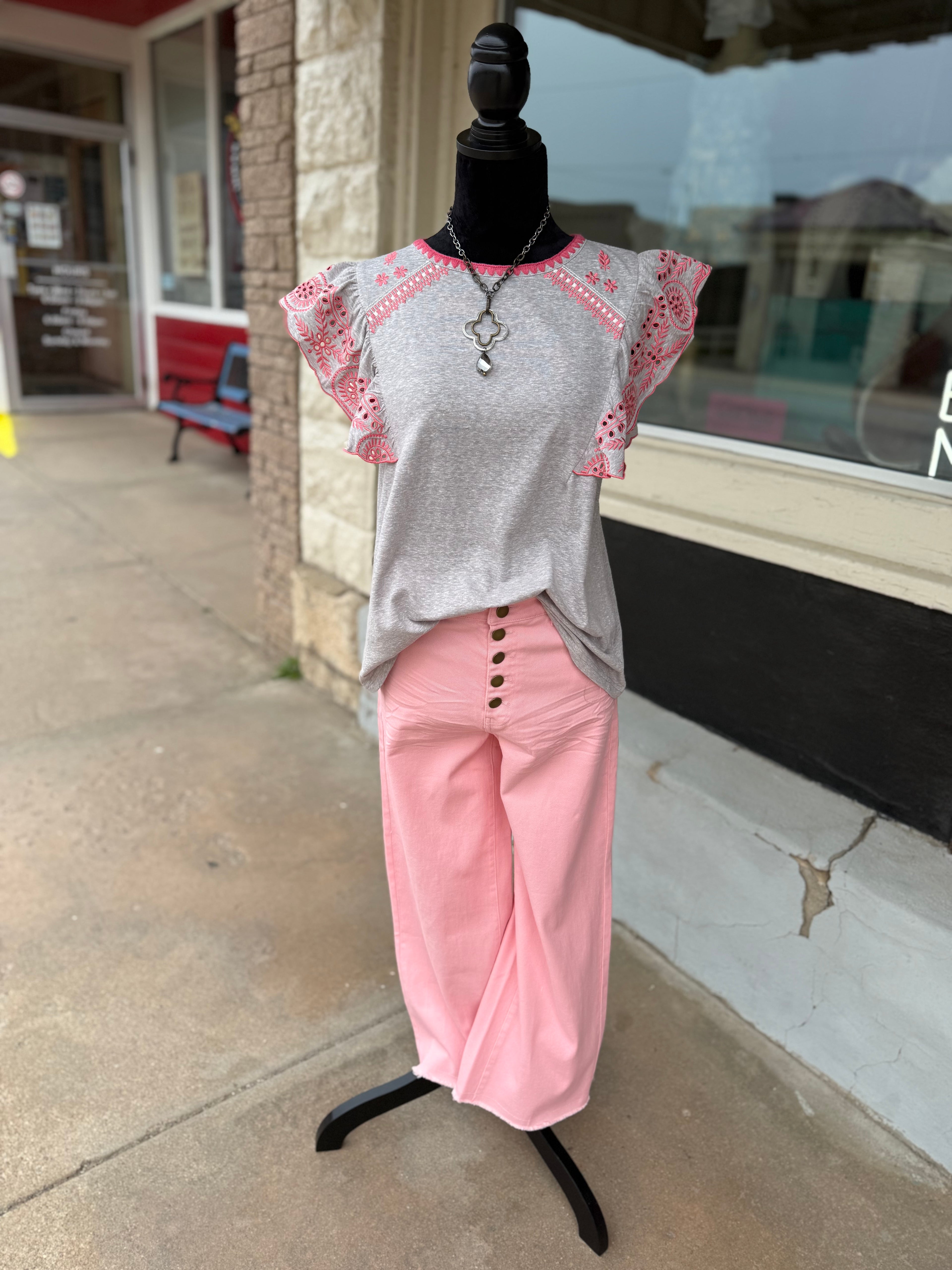 Sweet Peony Button Pants