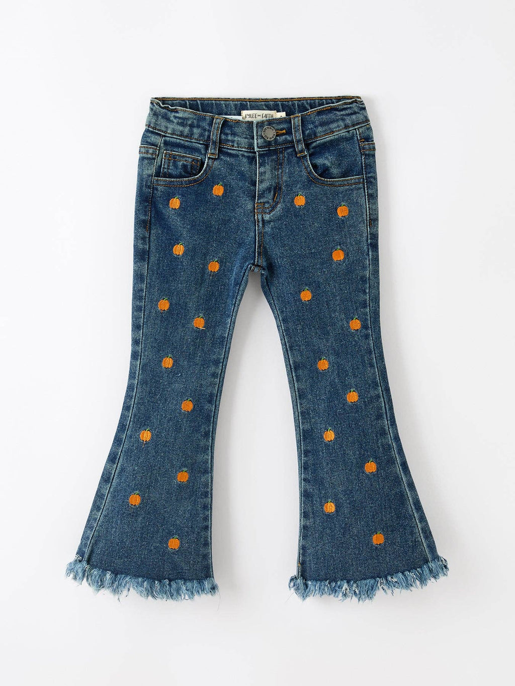 Girls Pumpkin Embroidered Flare Jeans