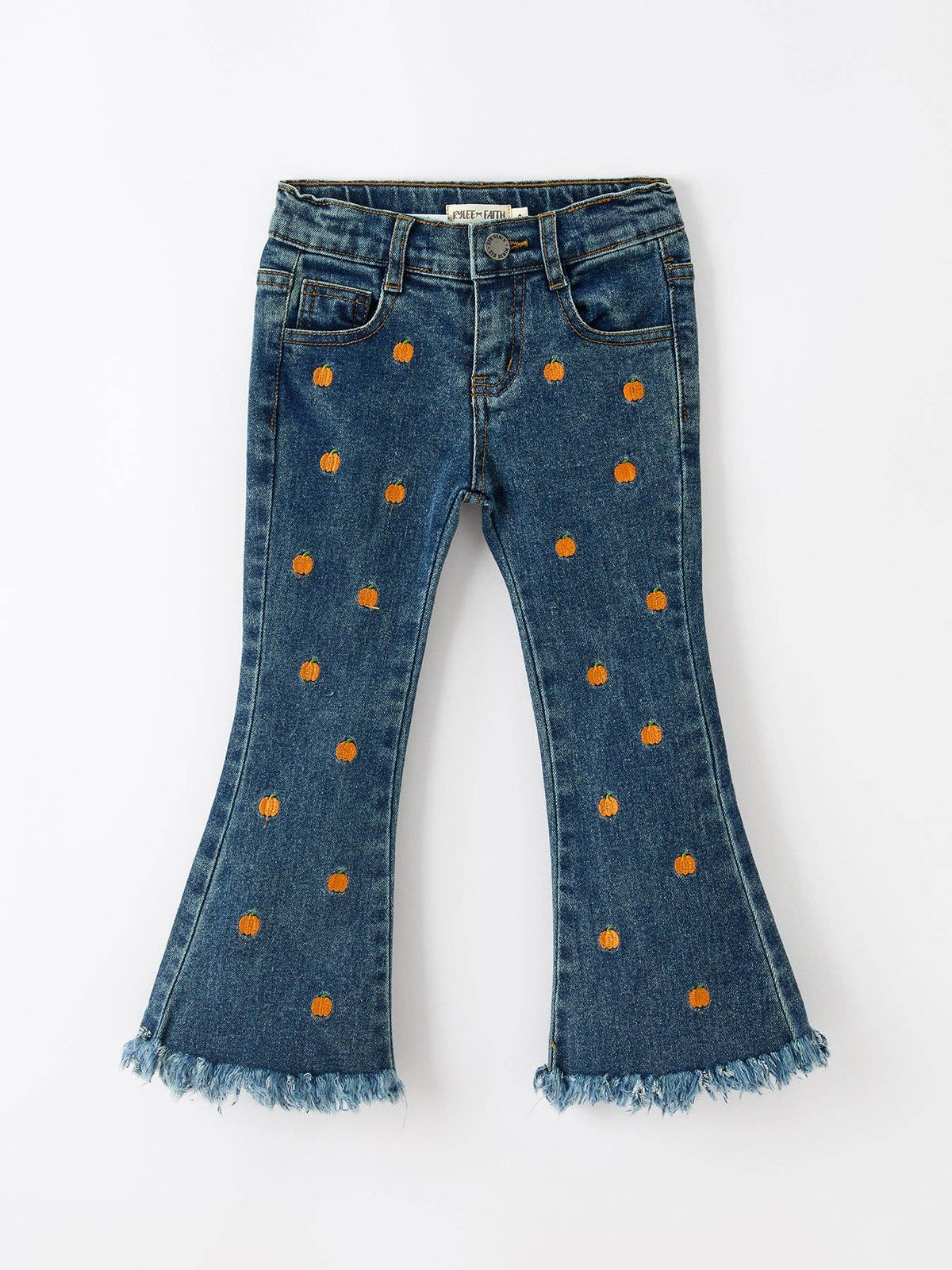 Girls Pumpkin Embroidered Flare Jeans