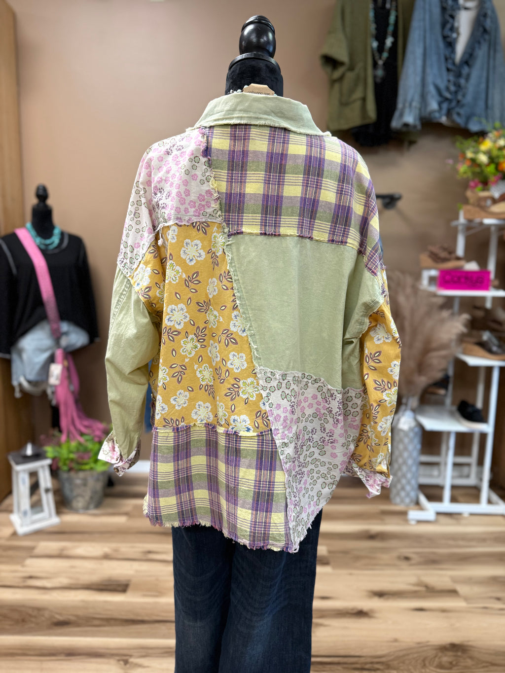 Violet Vine Button Top