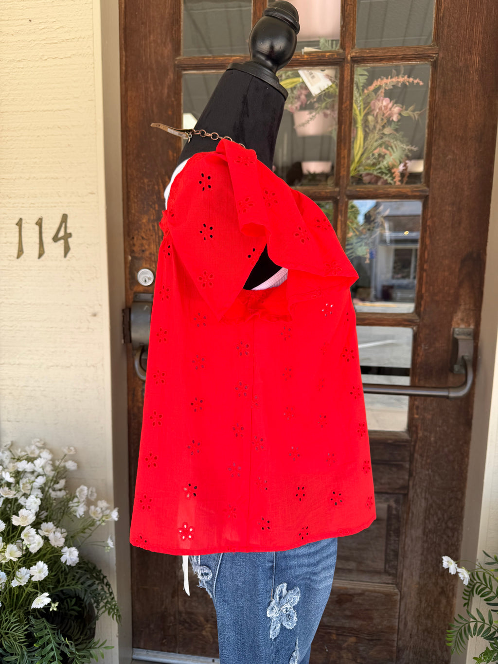 Scarlet Bloom Eyelet Blouse