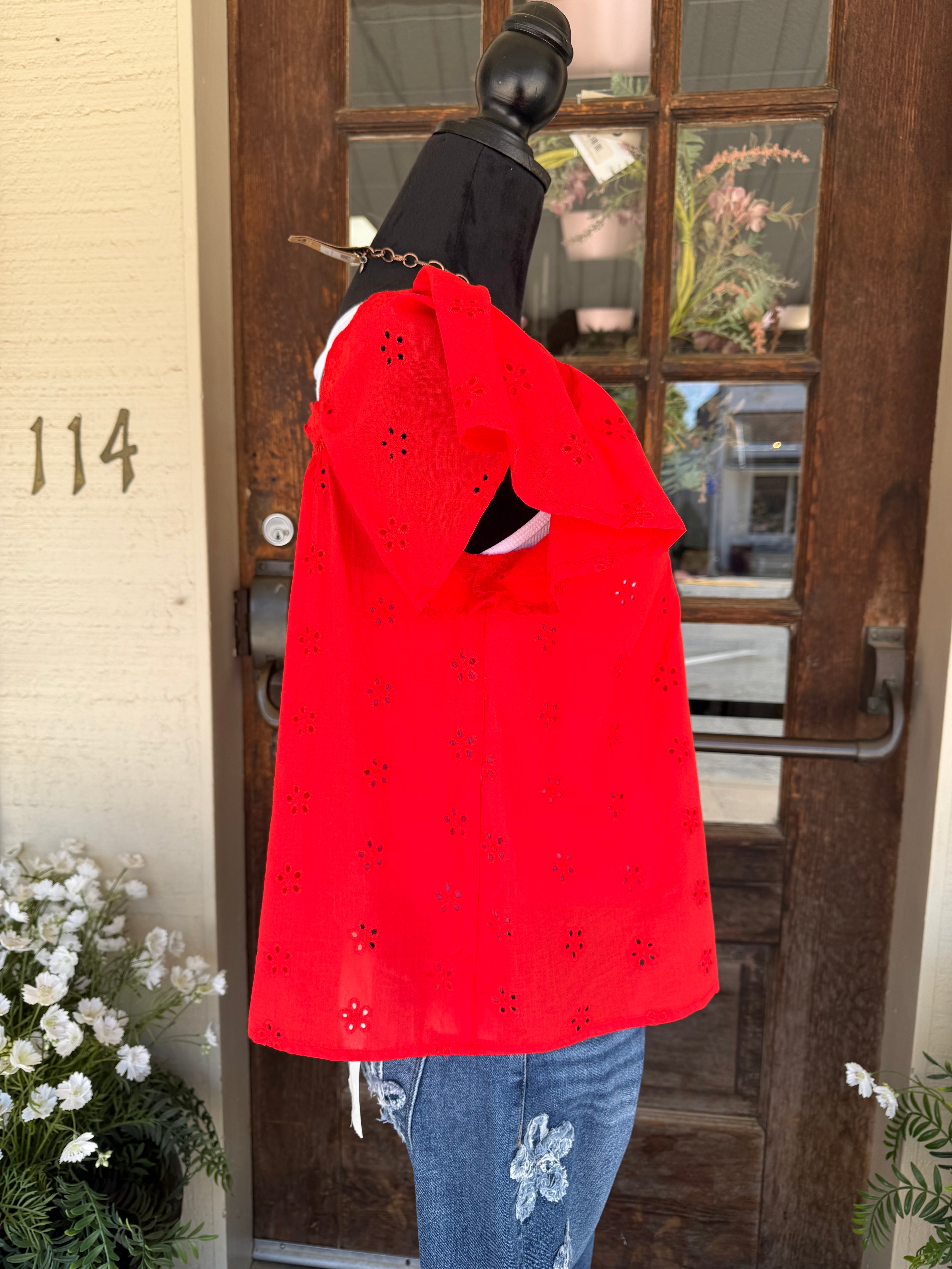 Scarlet Bloom Eyelet Blouse