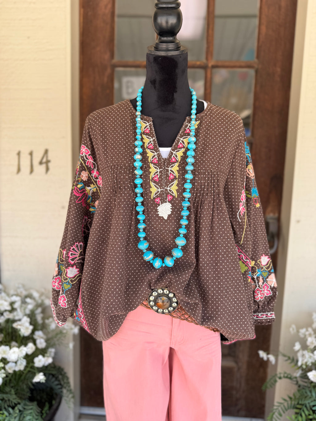 Mocha Dot Blouse