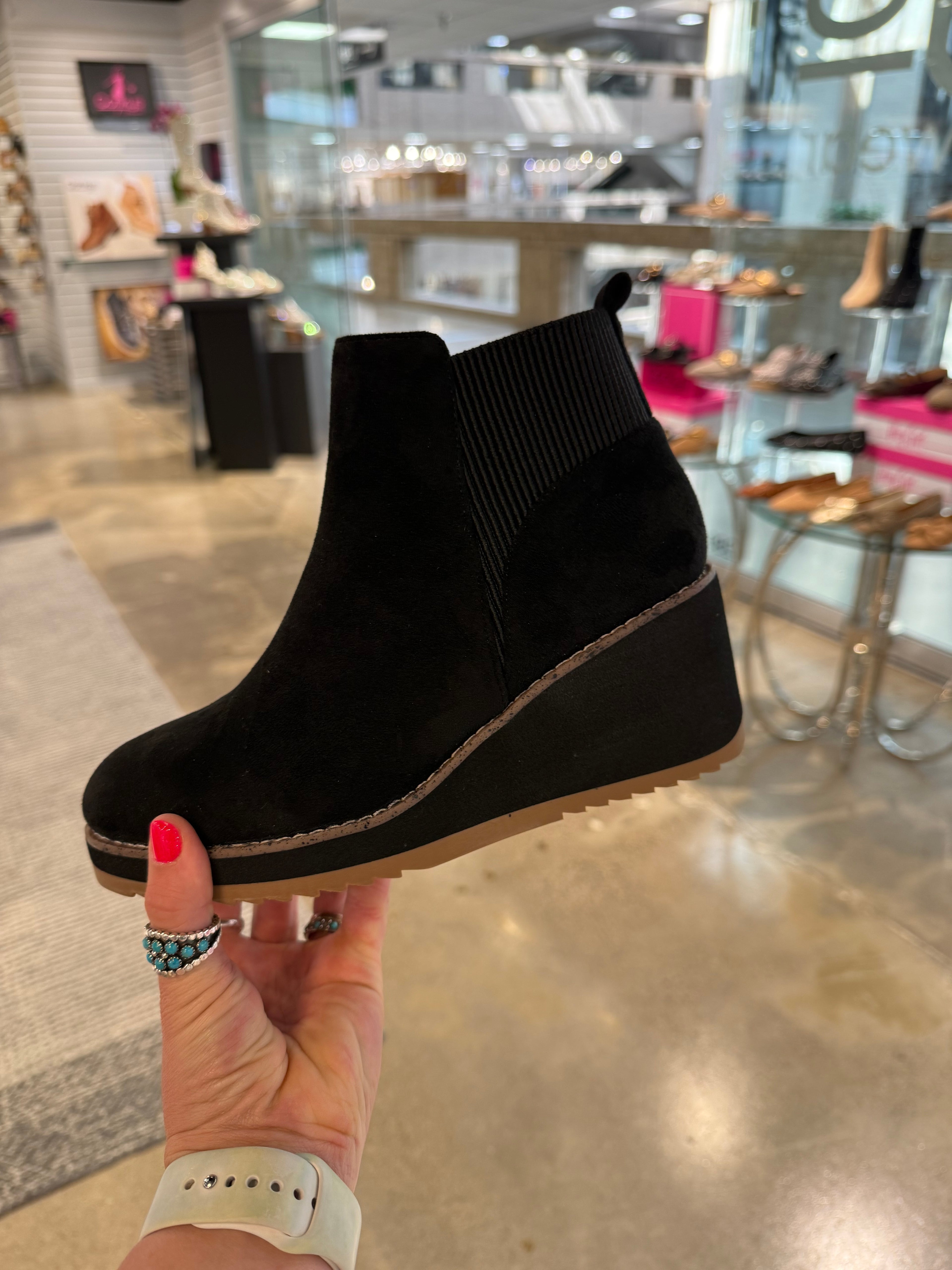 Corky's Apple Sauced - Black Faux Suede