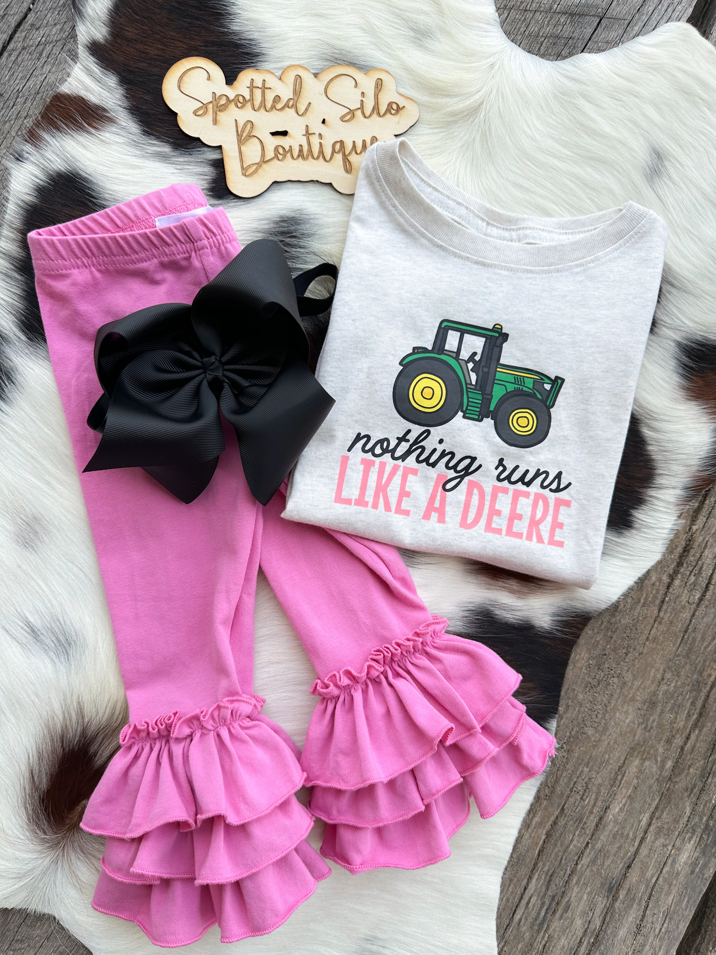Kids Pink Nothing Runs Like A Deere T-Shirt