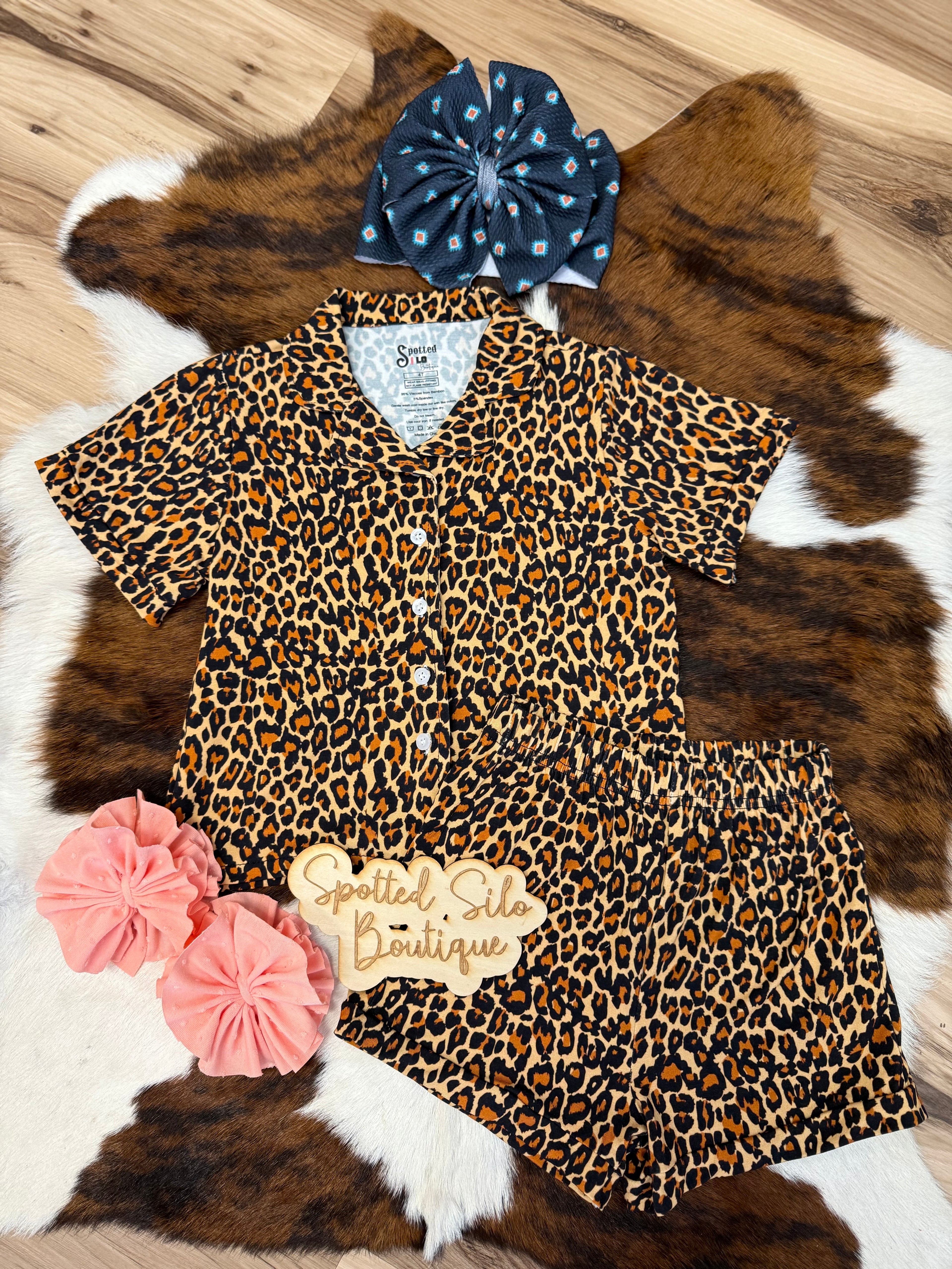 Cheetahlicious Bamboo Button-up Short Set