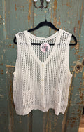 Beige Essential Button Crochet Vest