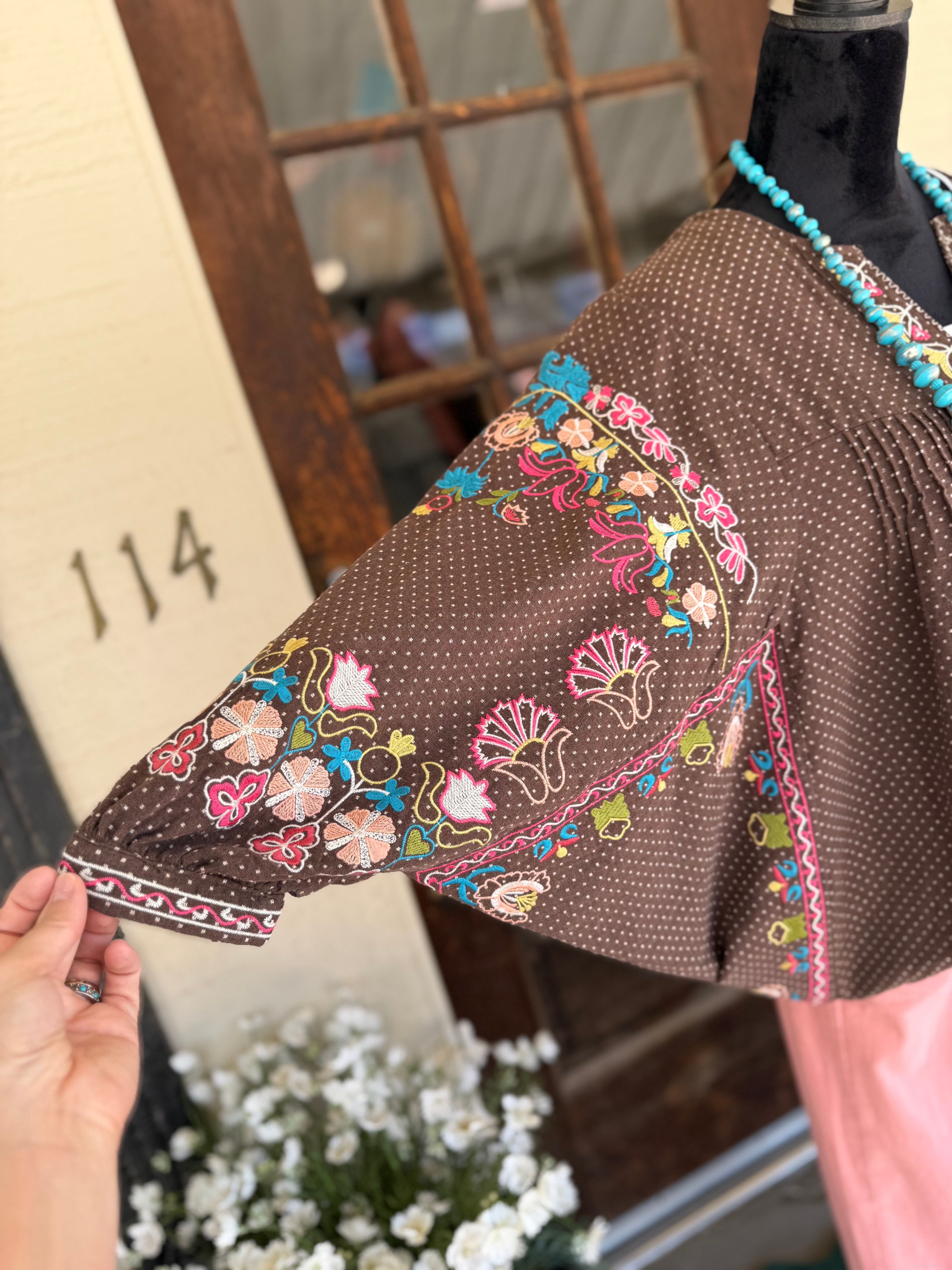 Mocha Dot Blouse