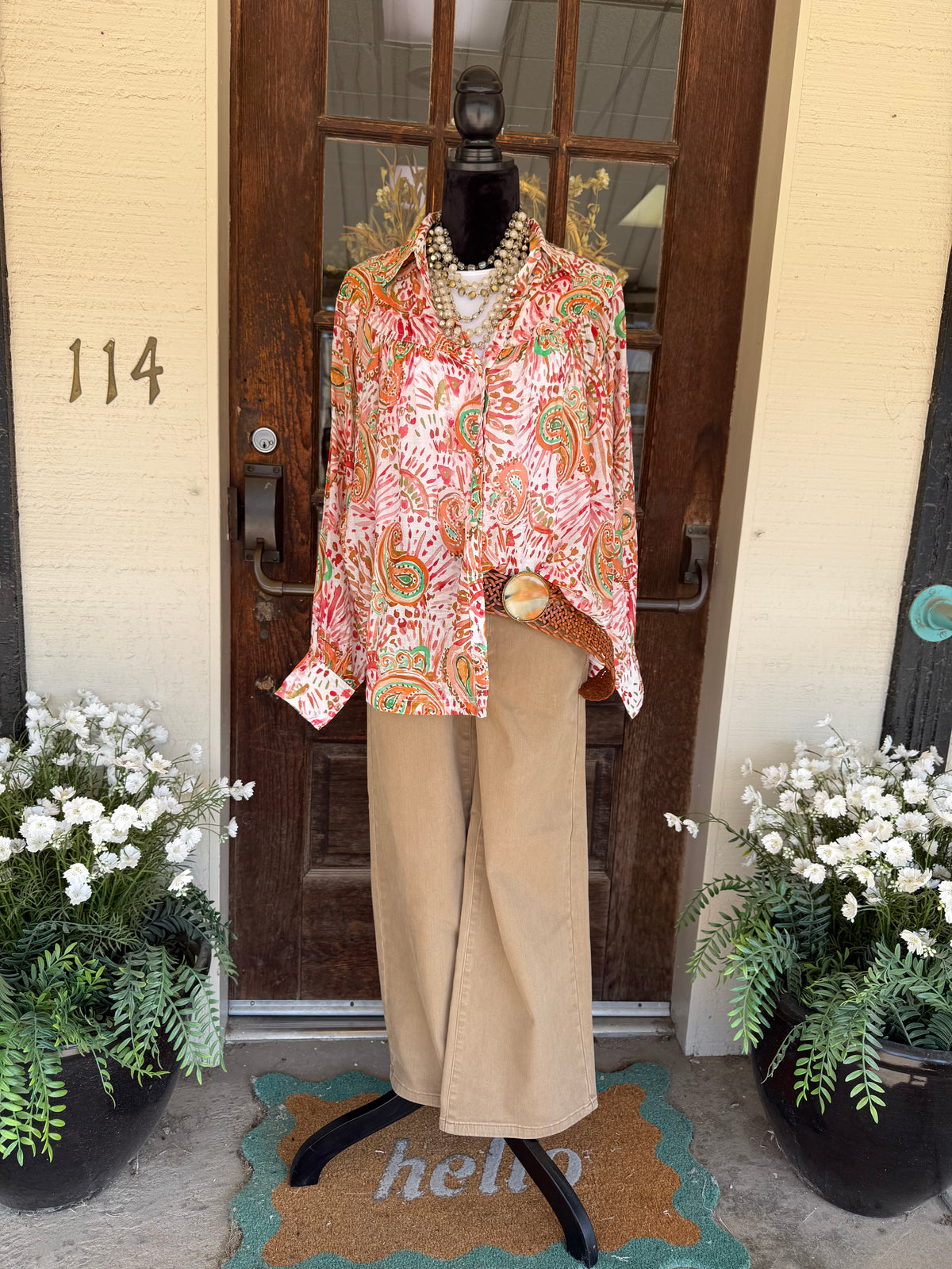 Tangerine Sunset Paisley Blouse