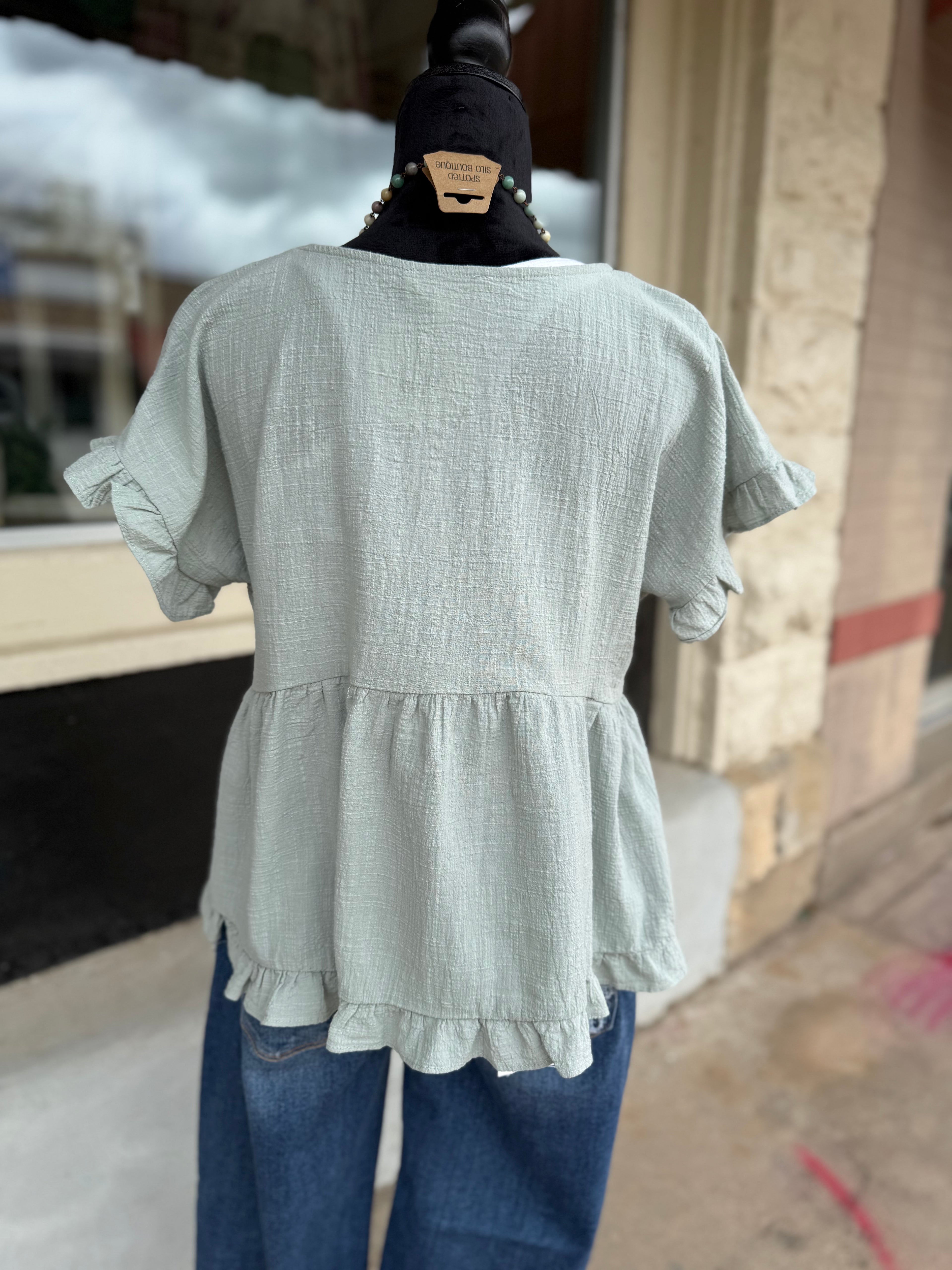 Sage Breeze Babydoll Top