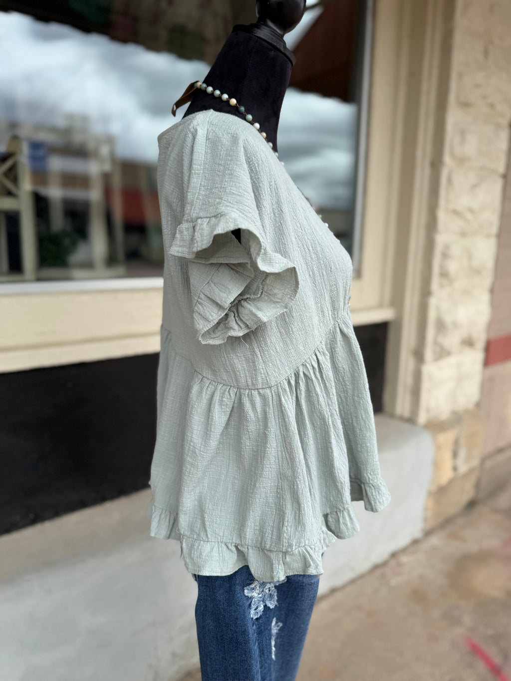Sage Breeze Babydoll Top