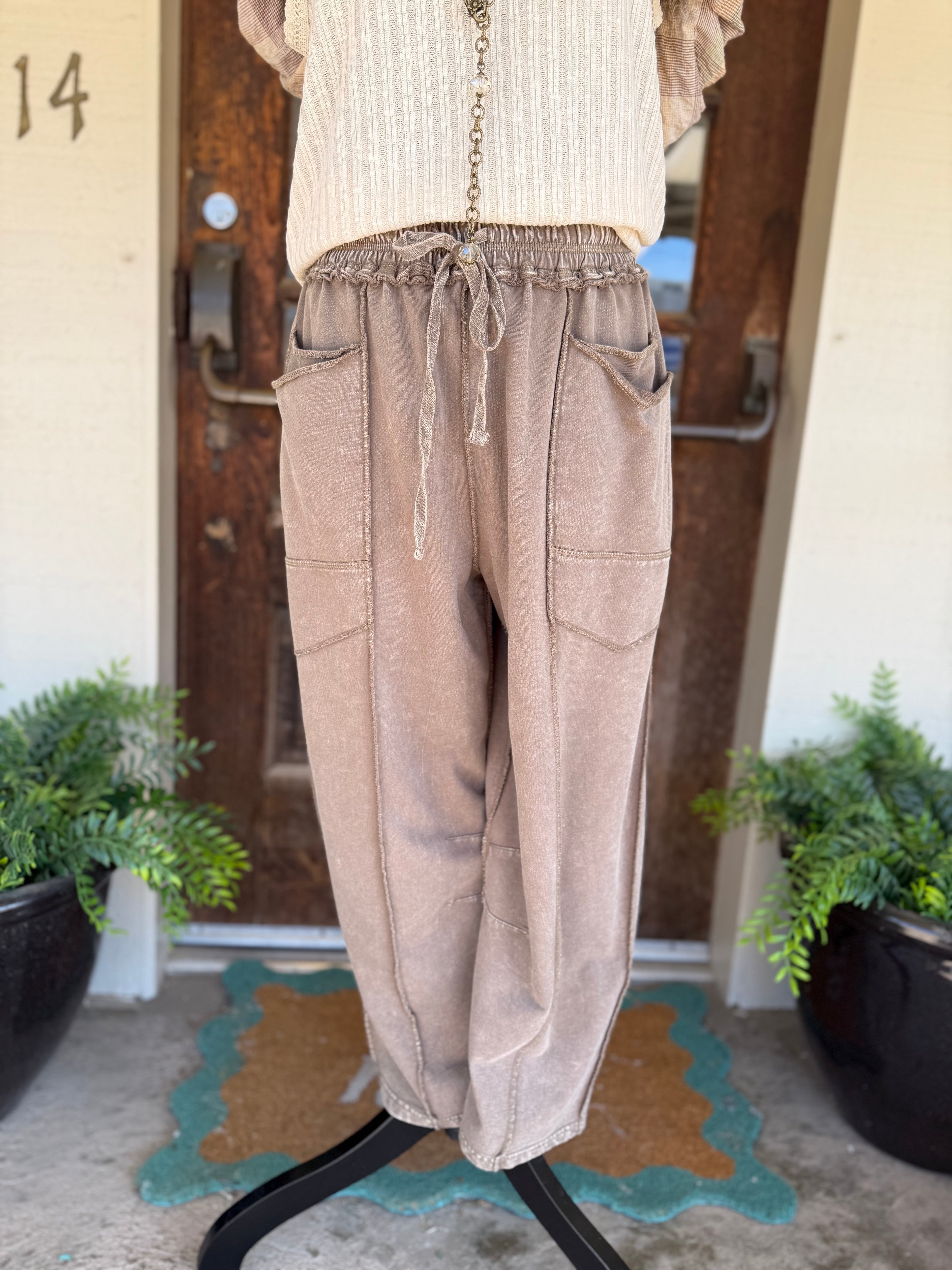 Mocha Mood Barrel Pants