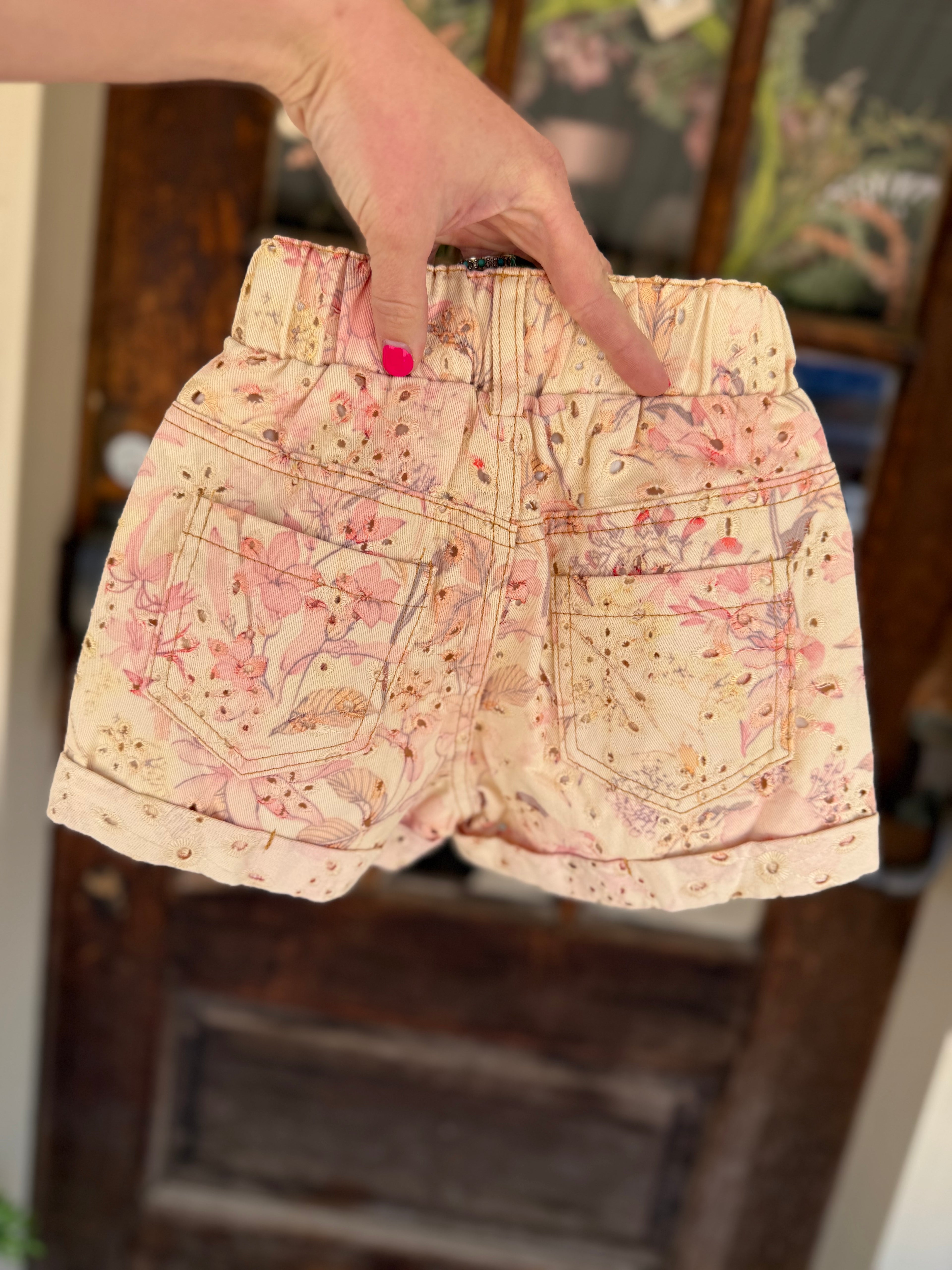 Little Bloom Eyelet Denim Shorts