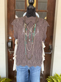 Mocha Ribbon Tie Sleeveless Sweater