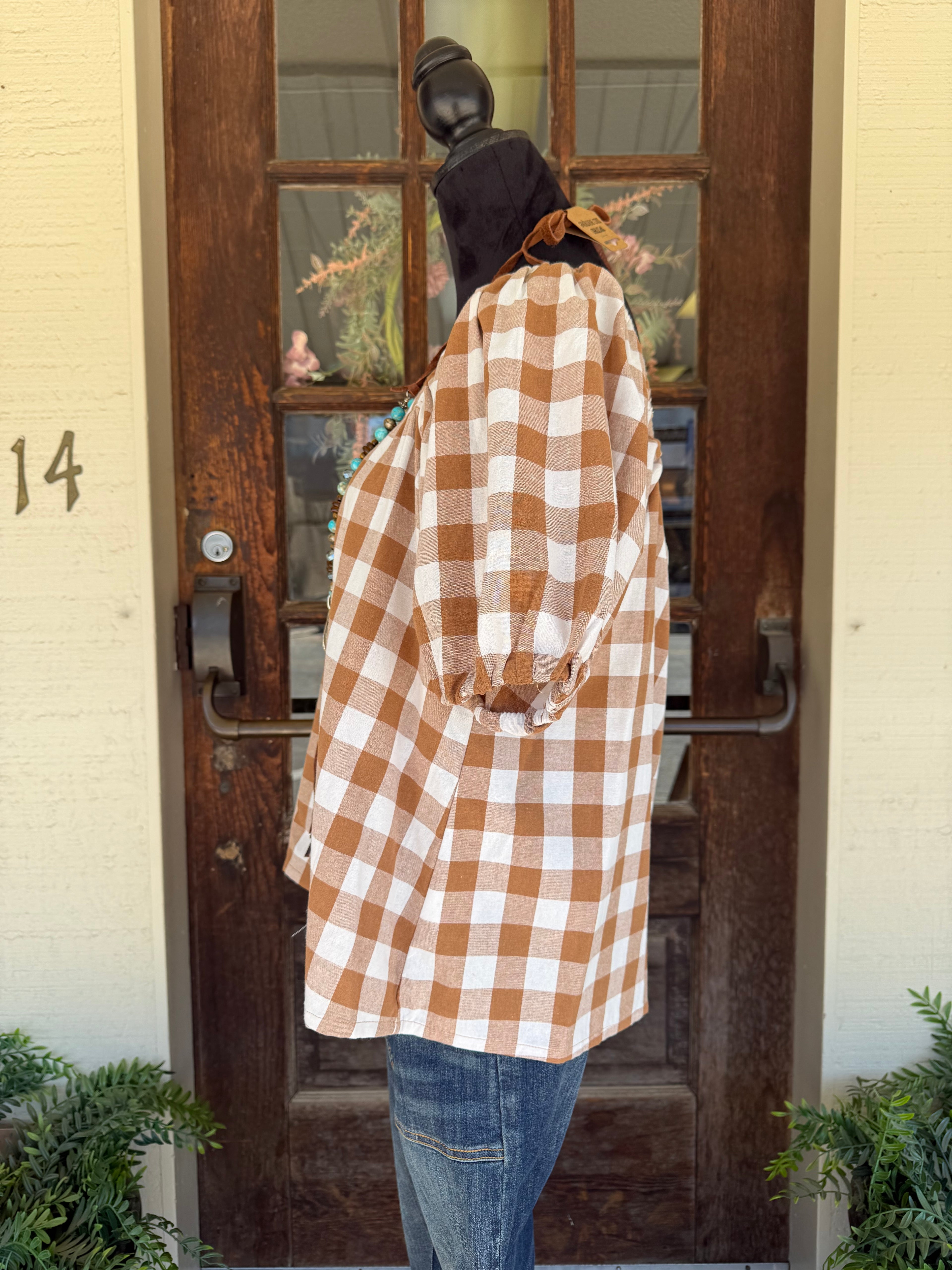 Coffee Date Gingham Top