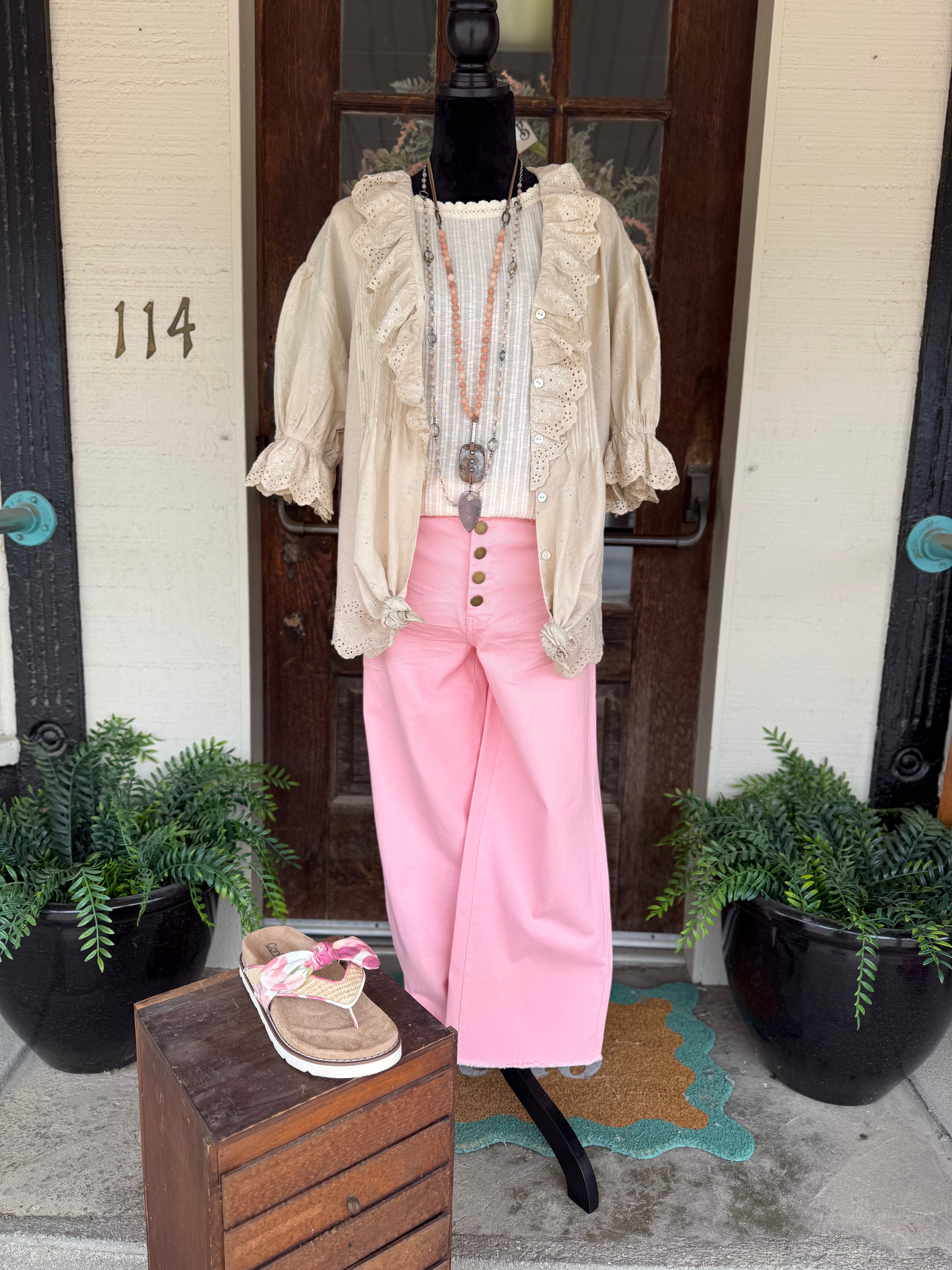 Sweet Peony Button Pants