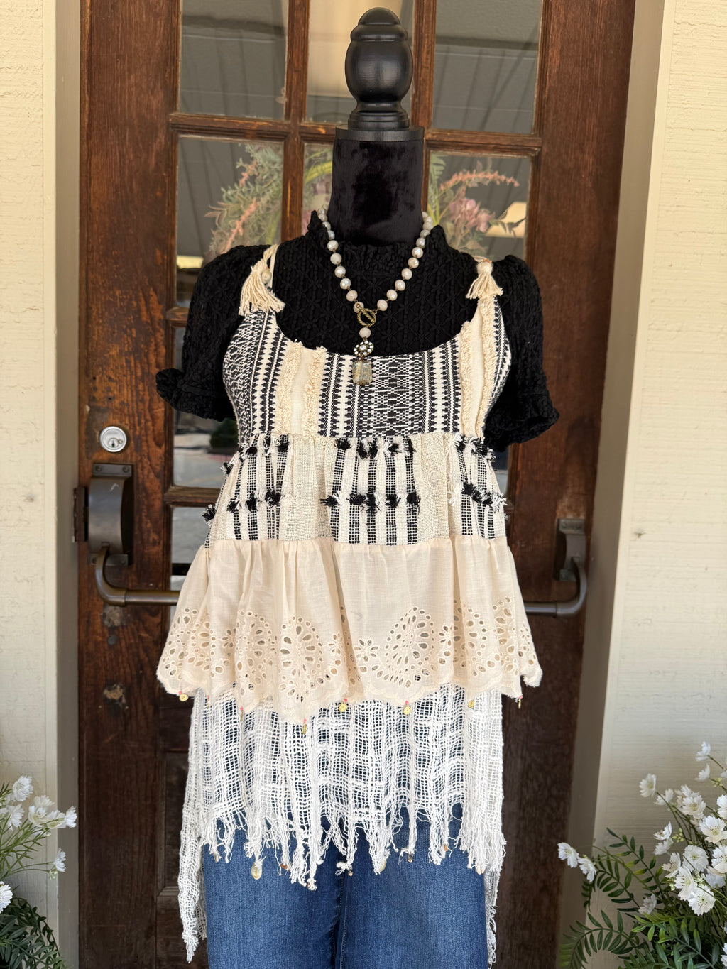 Boho Fringe Prairie Top
