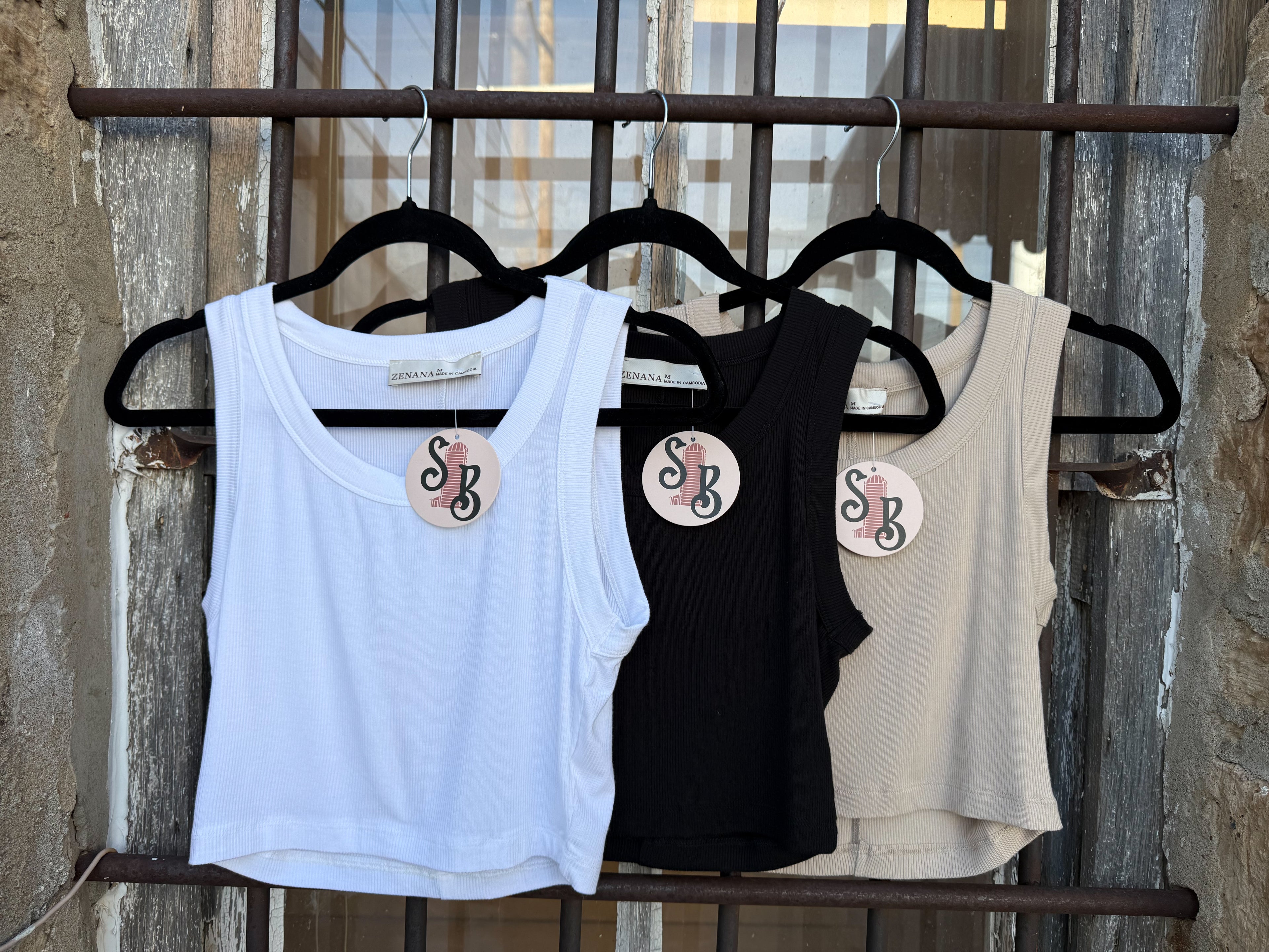 Ribbed Scooped Neck Crop Tank (choose your color)