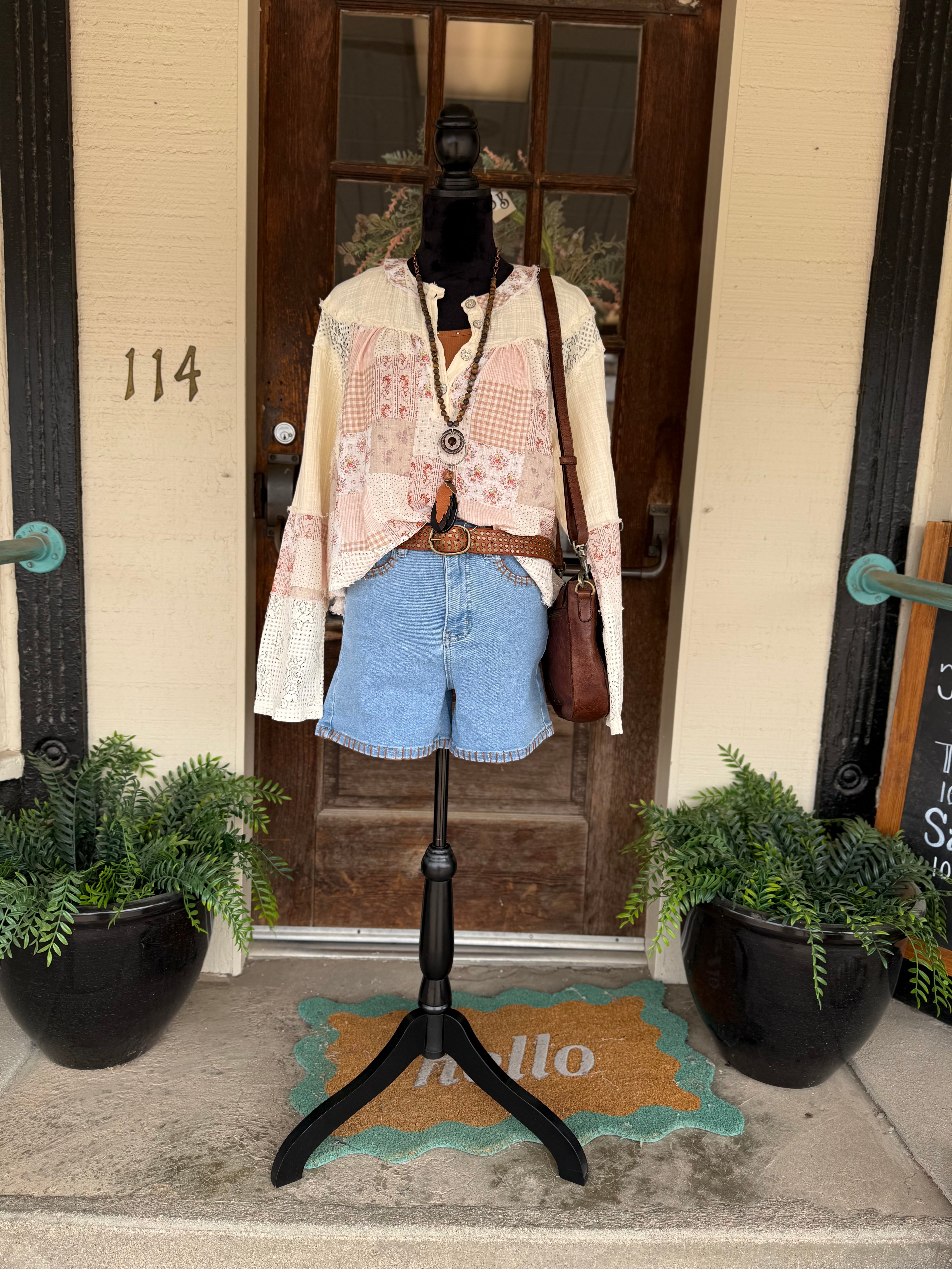 Saddle Stitch Denim Shorts