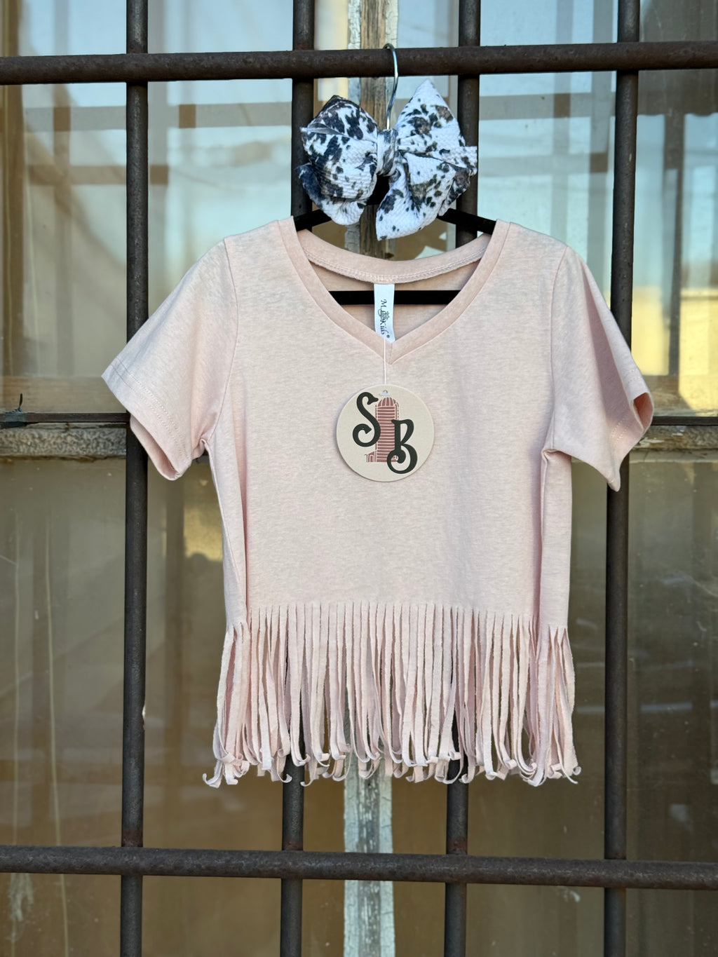 Girls Blush Basic Fringe Tee