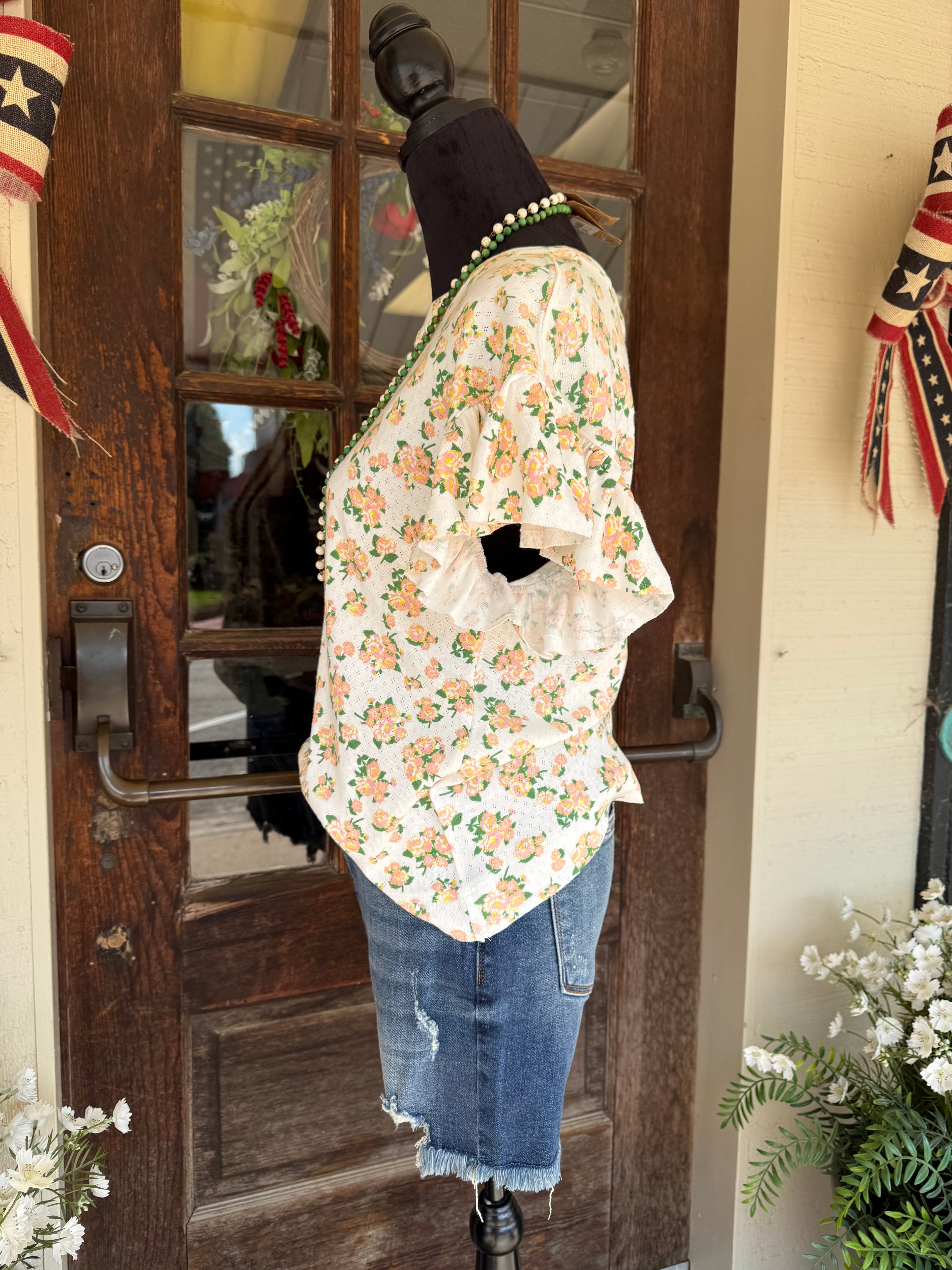 Peach Blossom Flutter Top
