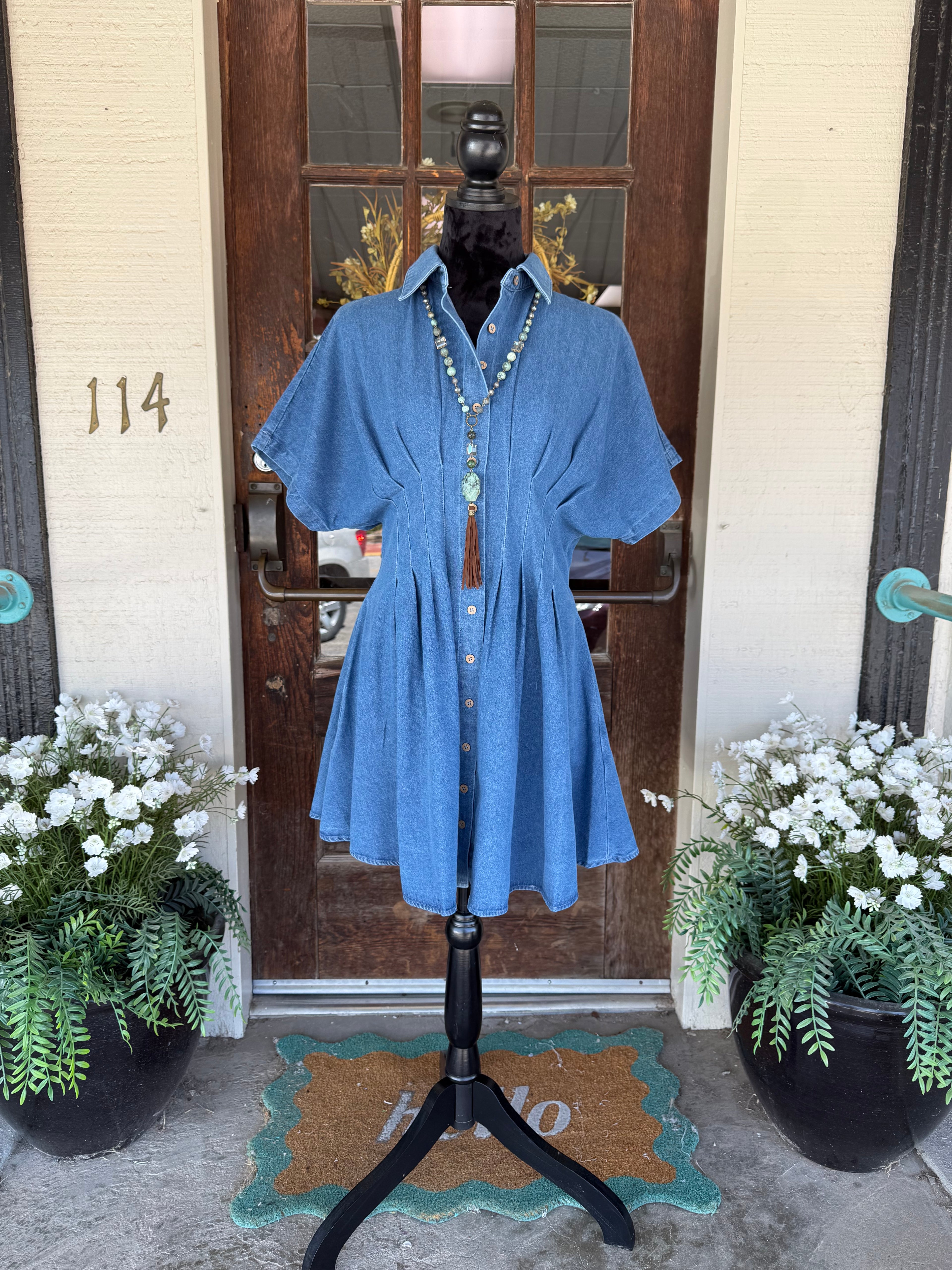 Denim Darling Pleated Dress