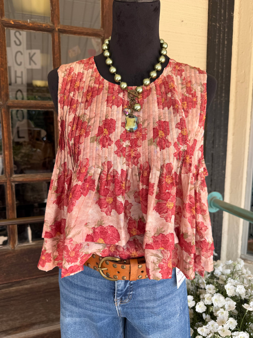 Blush Garden Pintuck Top