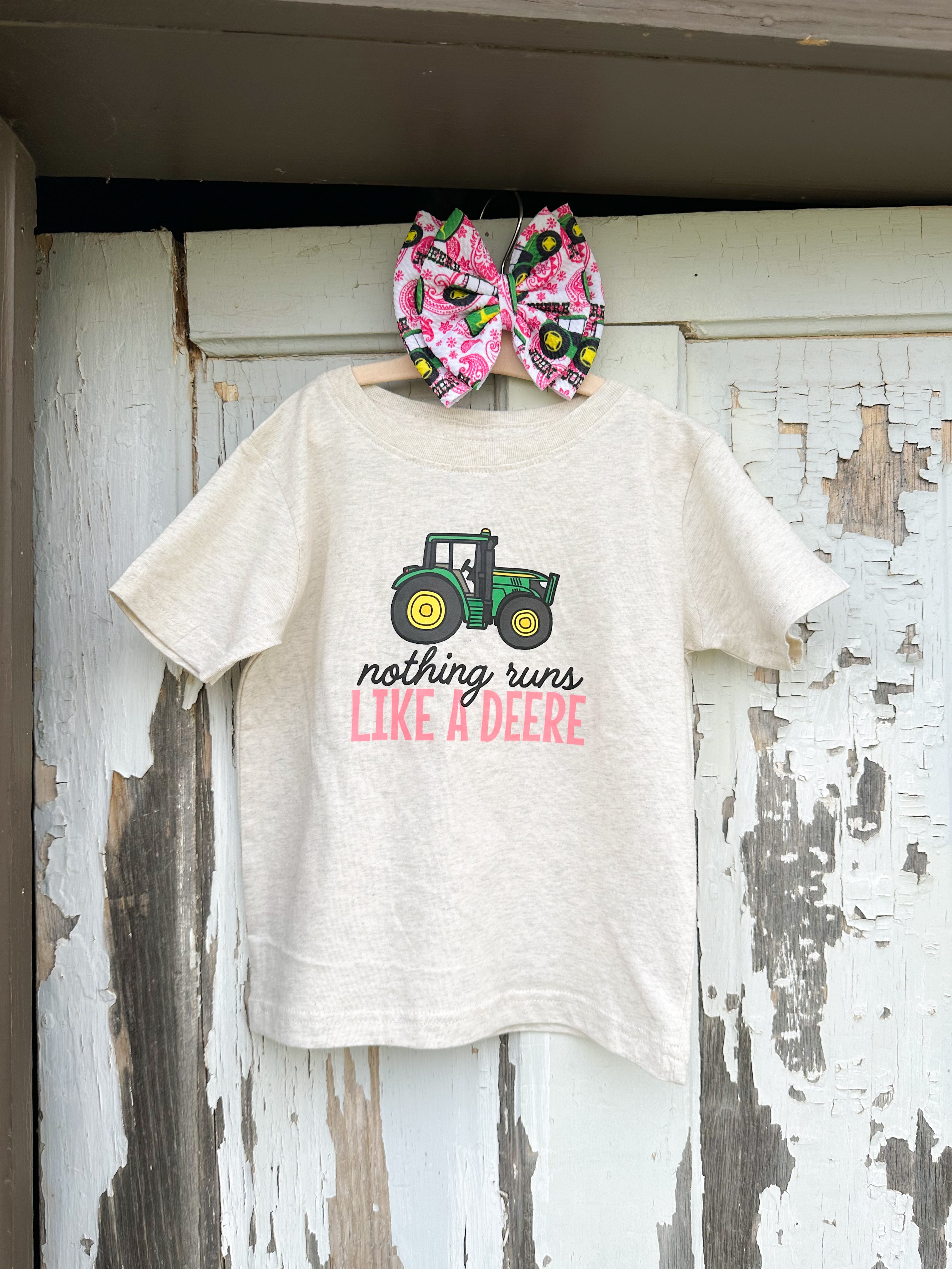 Kids Pink Nothing Runs Like A Deere T-Shirt