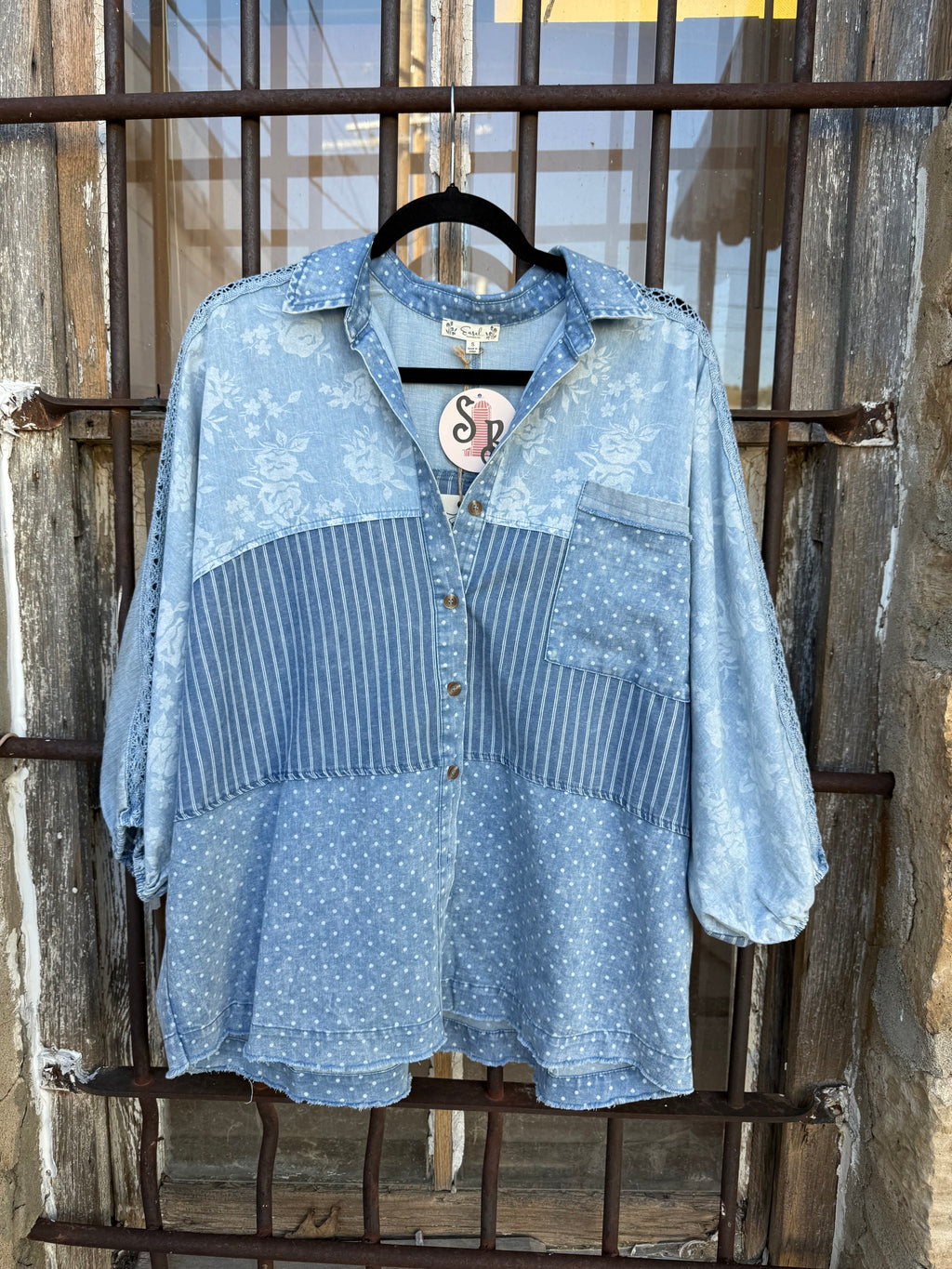 Patchwork Personality Denim Shirt