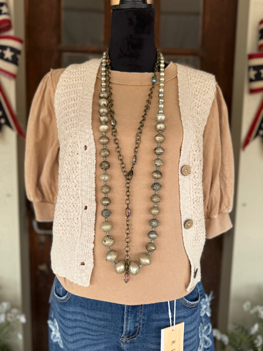 Almond Bubble Sleeve Top