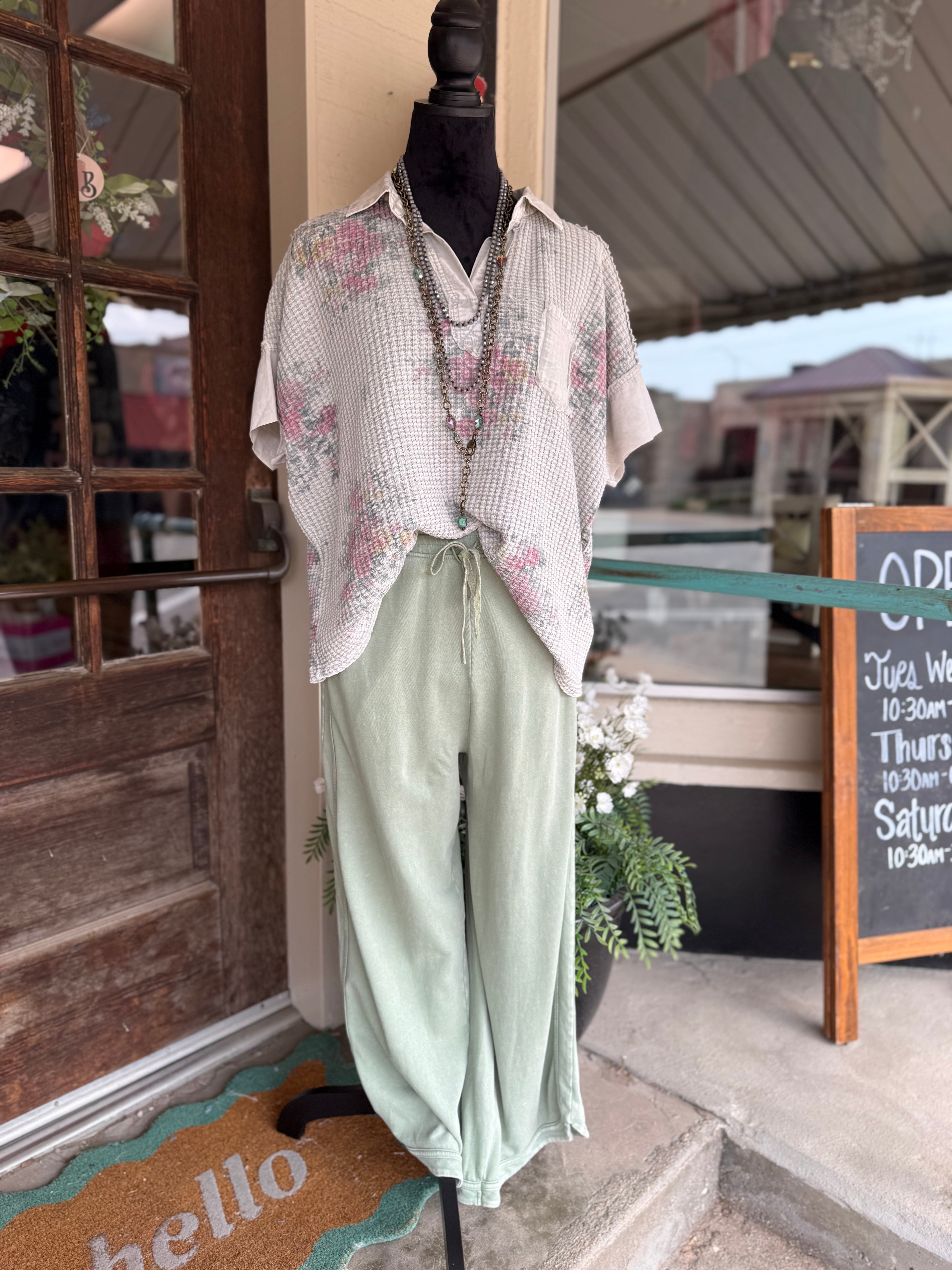 Ash Petal Waffle Top