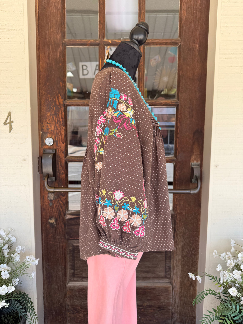 Mocha Dot Blouse