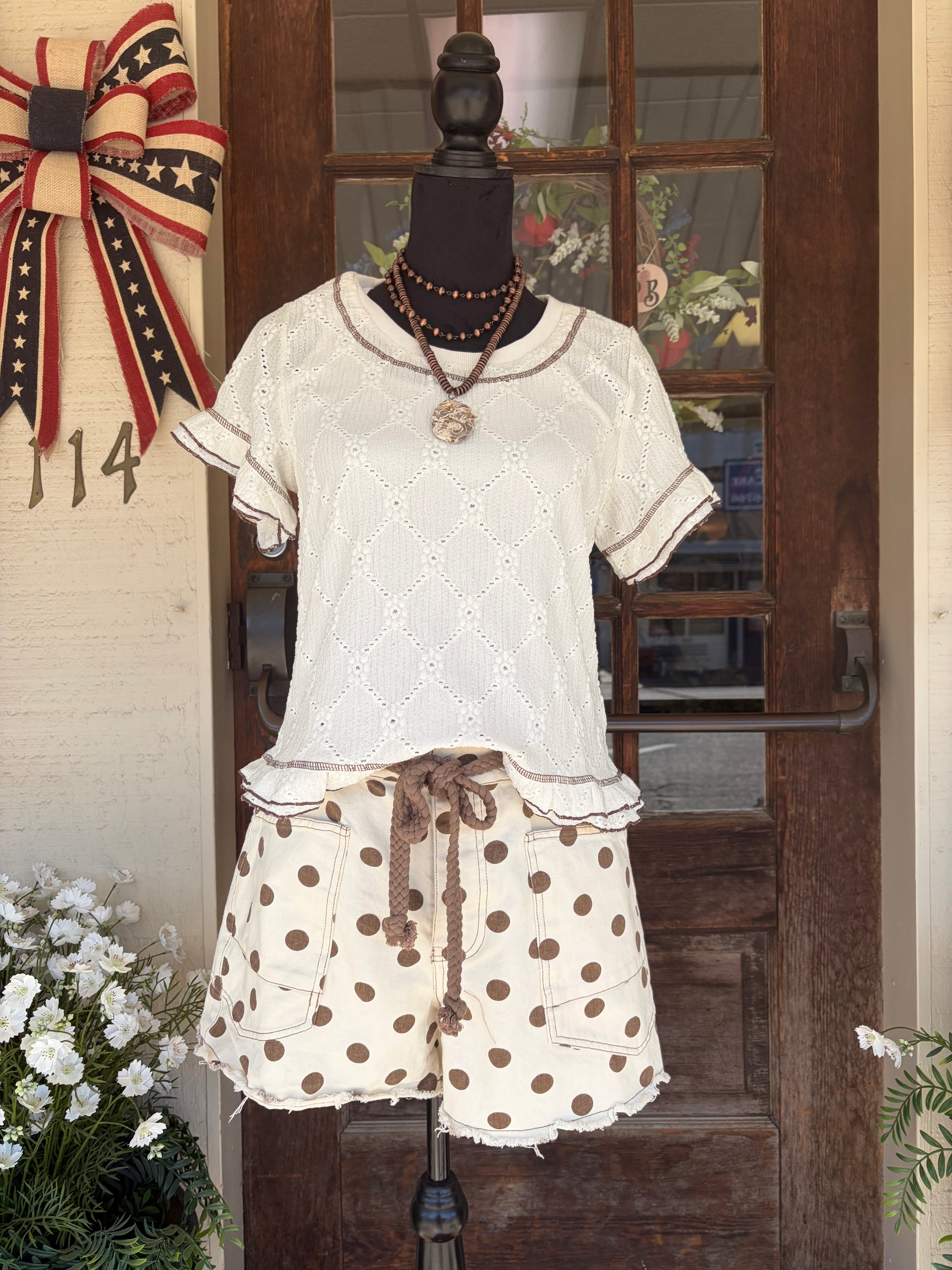 Ivory Threadwork Bloom Top