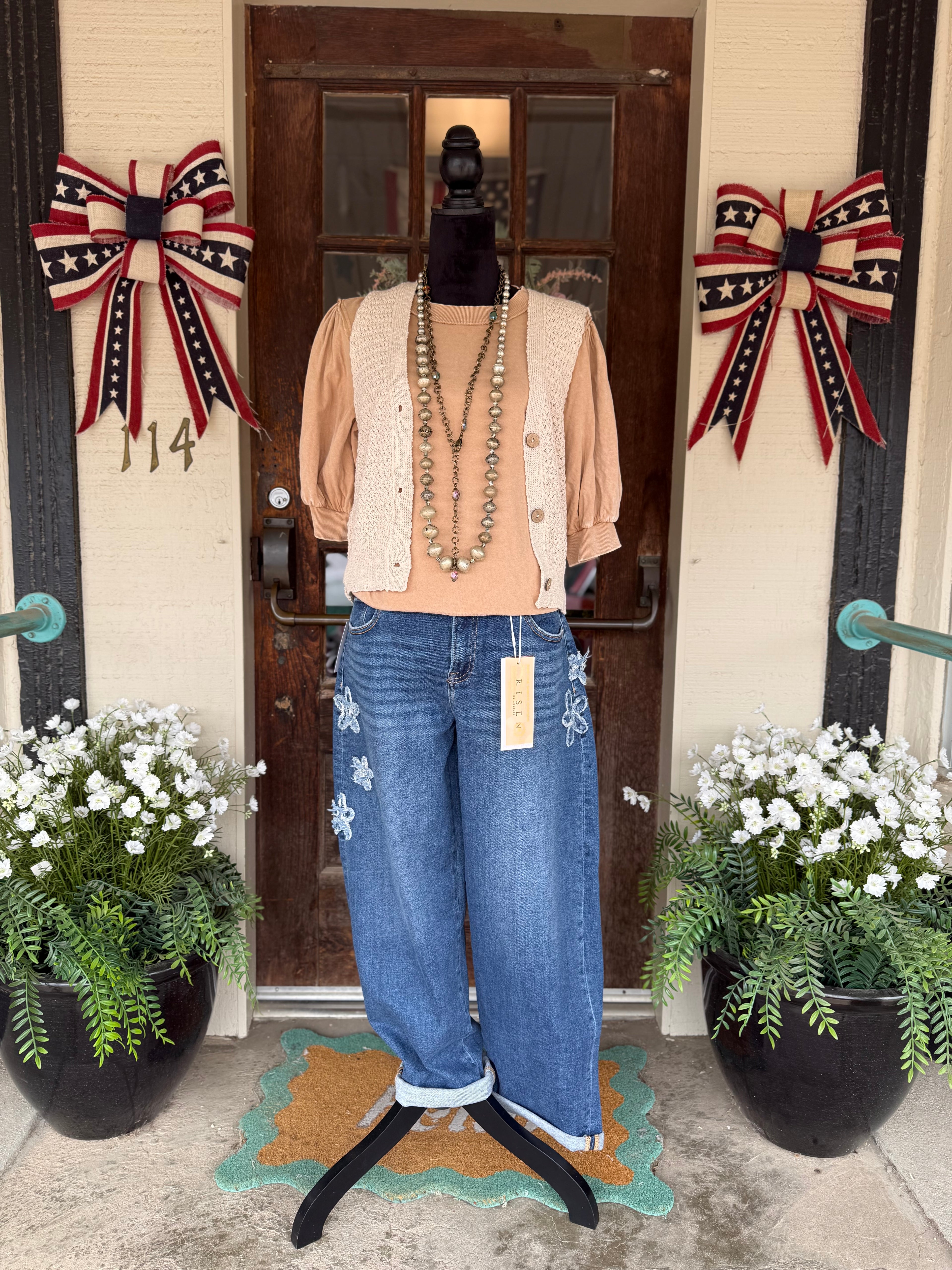 Almond Bubble Sleeve Top