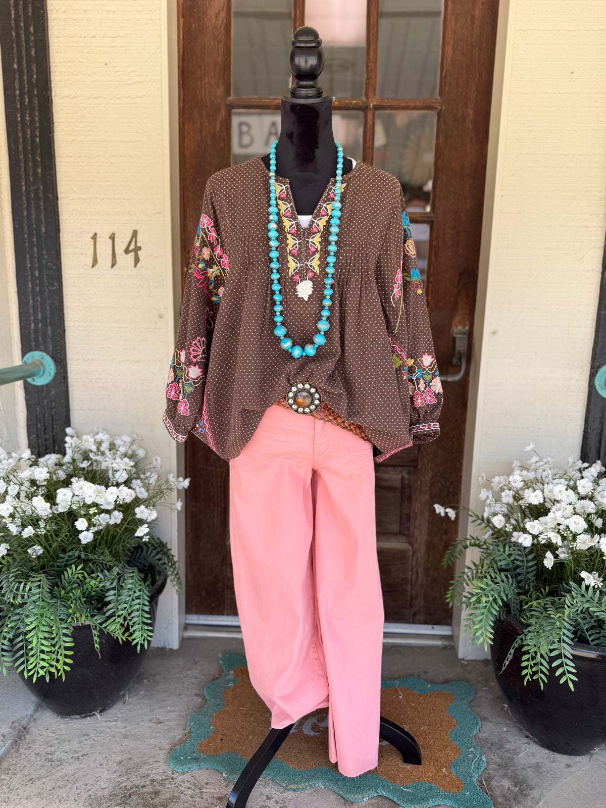 Mocha Dot Blouse