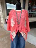 Coral Bloom Patchwork Top