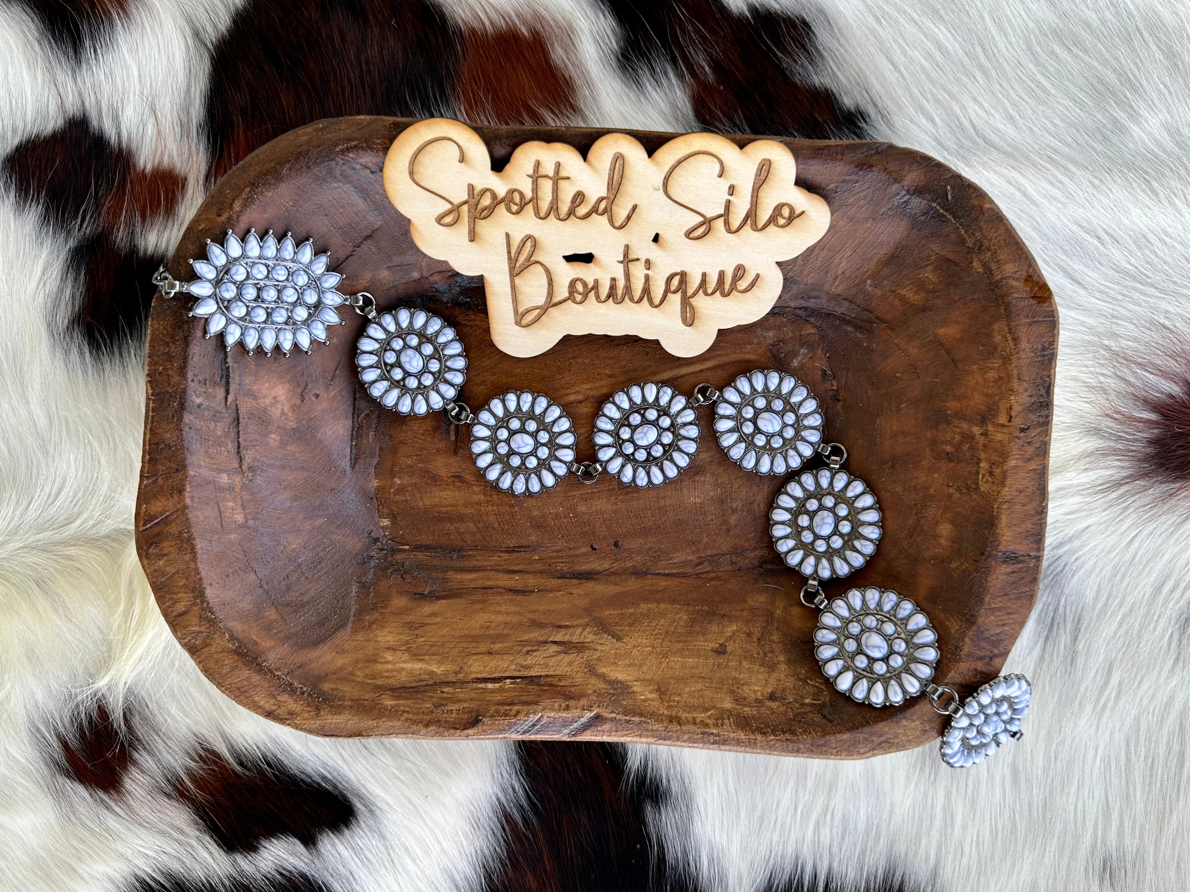 Kids White Concho Belt