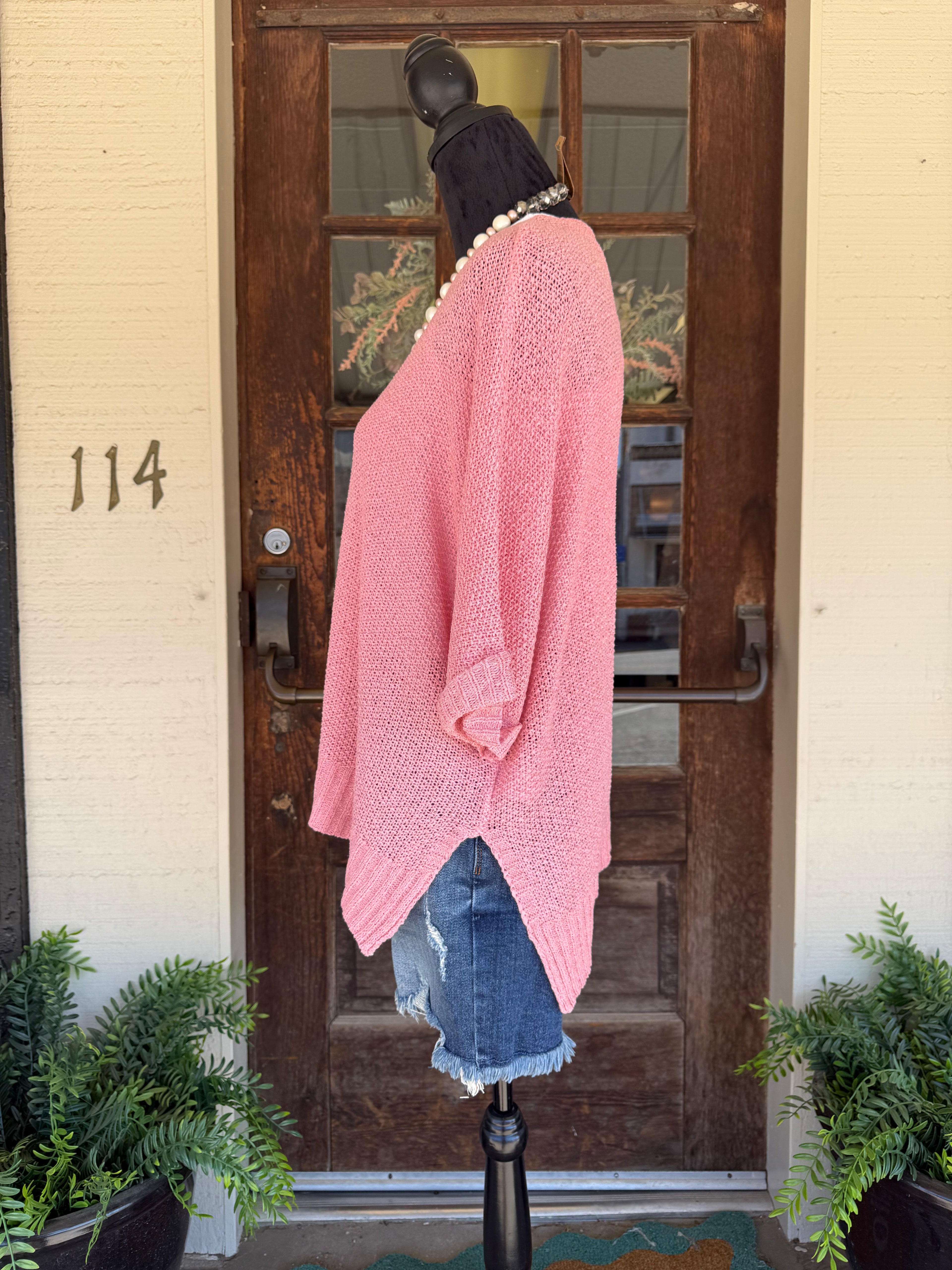 Blush Breeze Sheer Knit Sweater