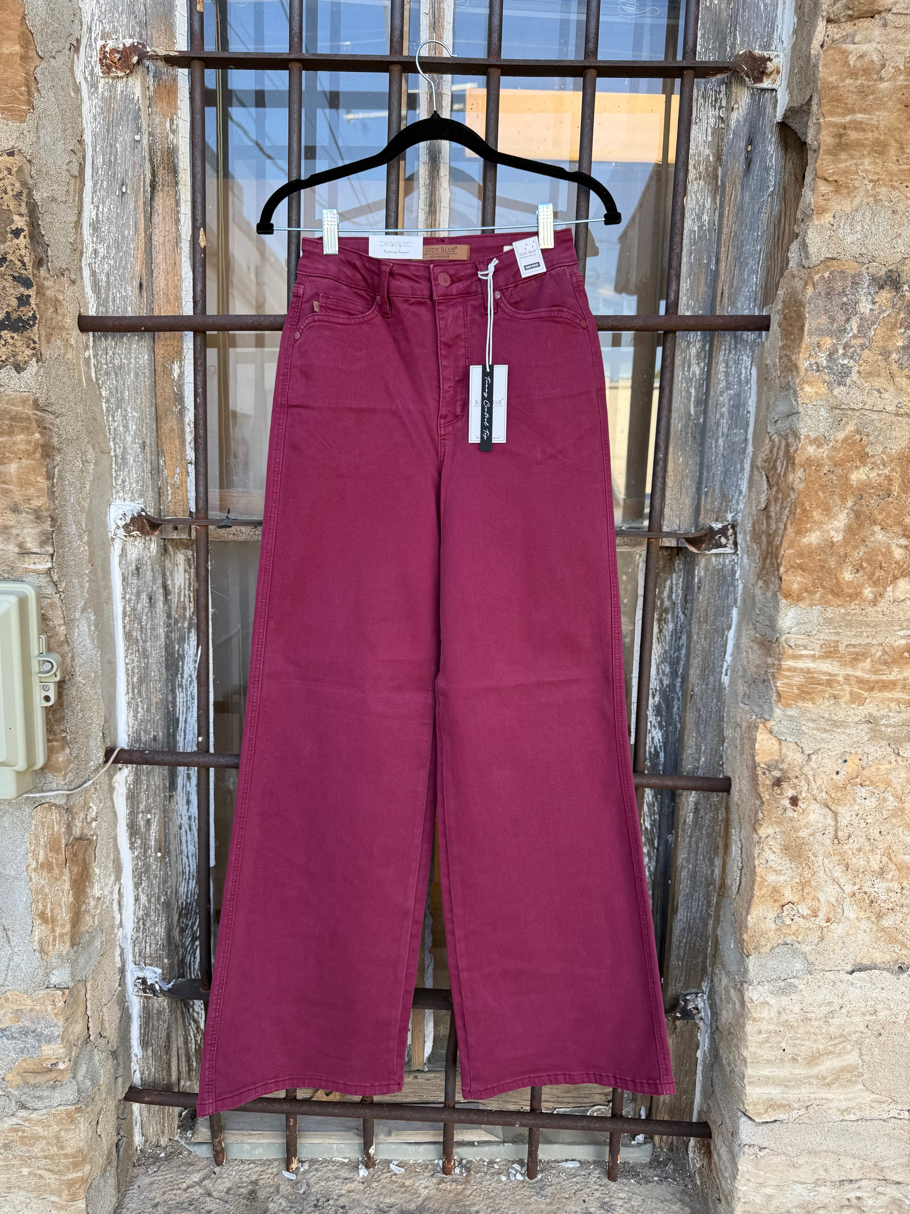 Judy Blue Boysenberry Retro Wave Wide Leg