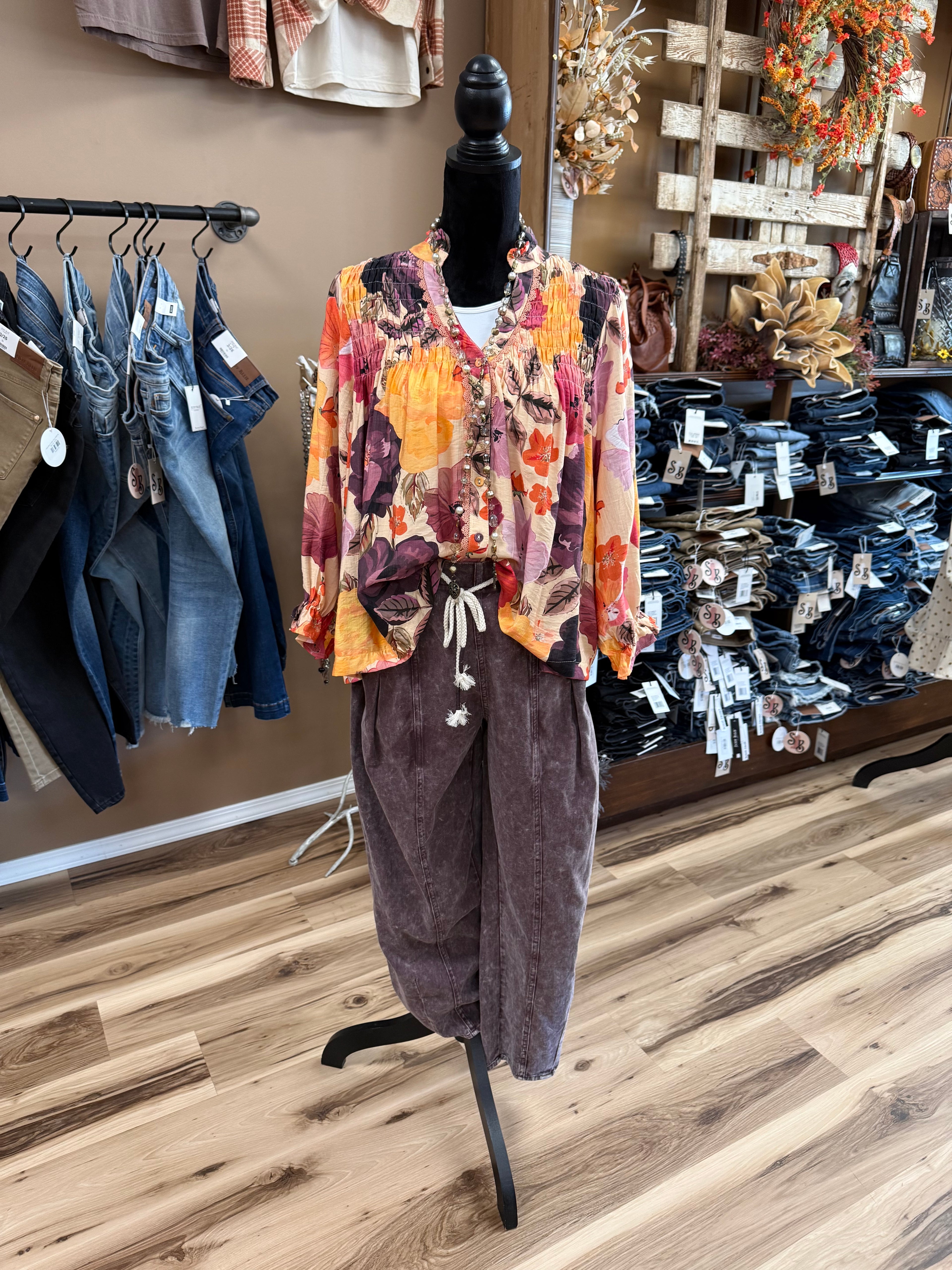 Plum Dust Barrel Pants