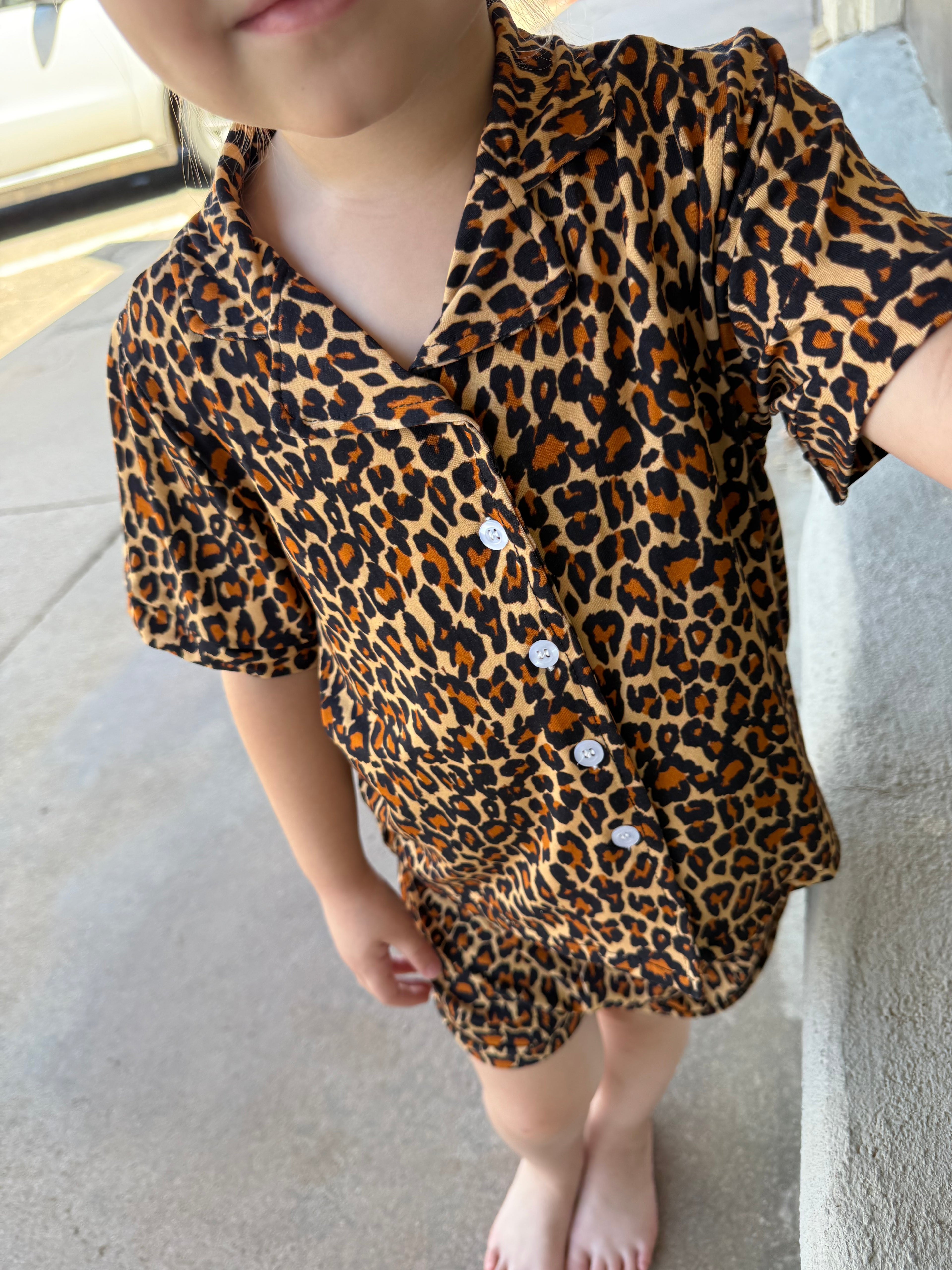 Cheetahlicious Bamboo Button-up Short Set